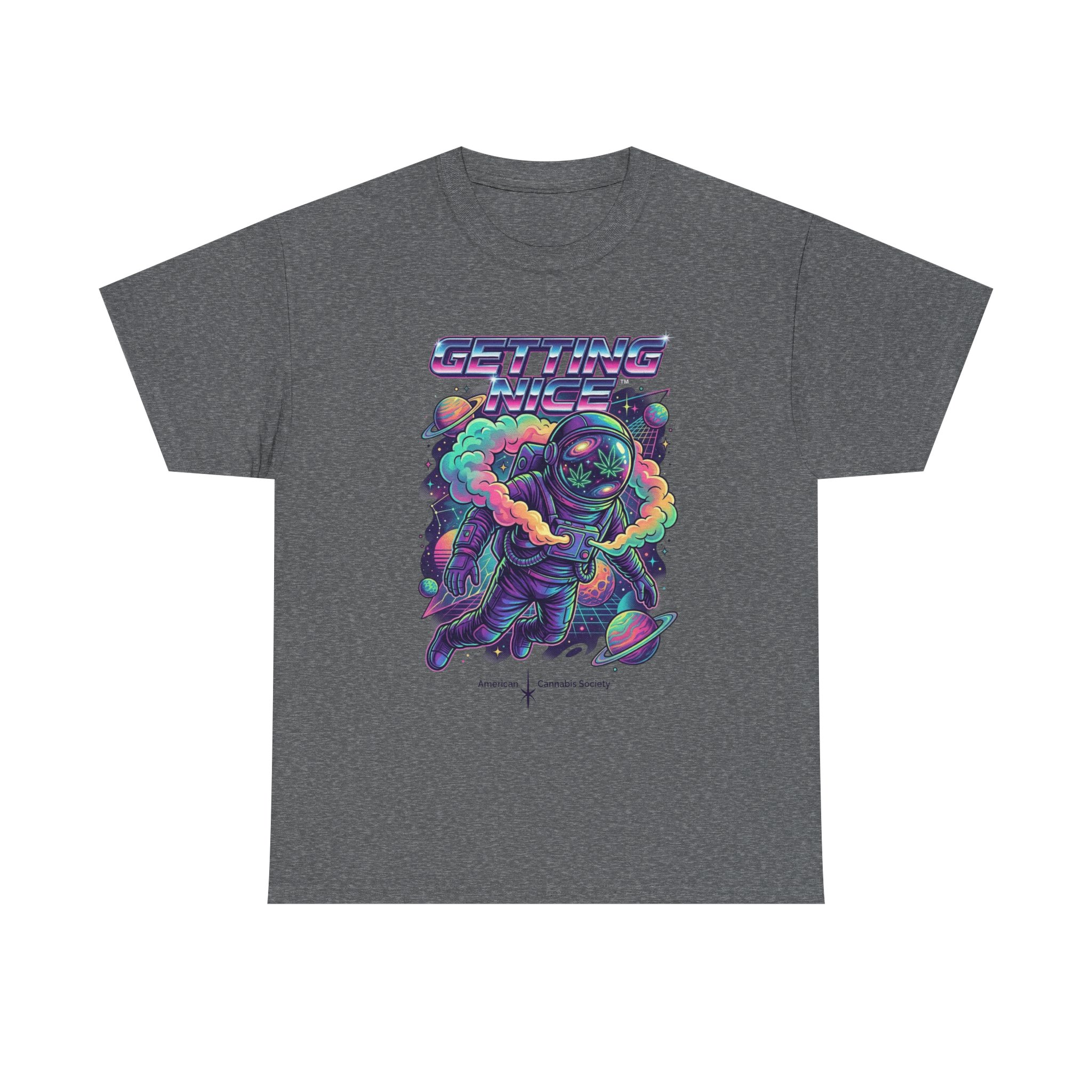 Getting Nice™ Astronaut T-Shirt — Retro Neon Space Cannabis Graphic Tee - Image 33