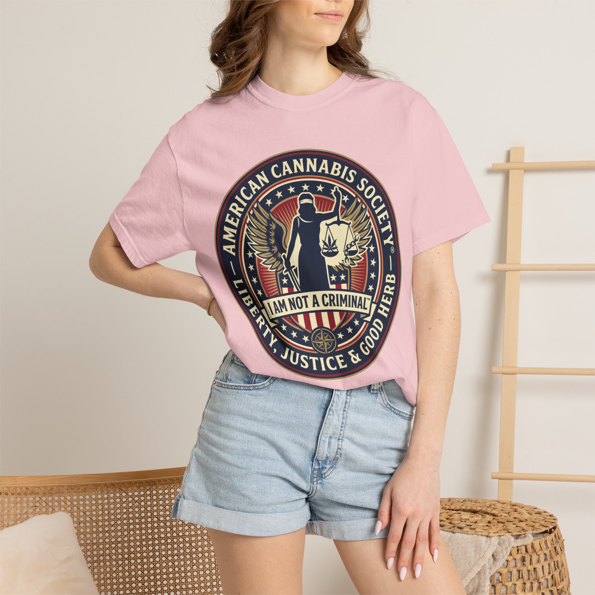 American Cannabis Society® “I Am Not a Criminal™” Liberty T-Shirt — Cannabis Crest Graphic Tee - Image 56
