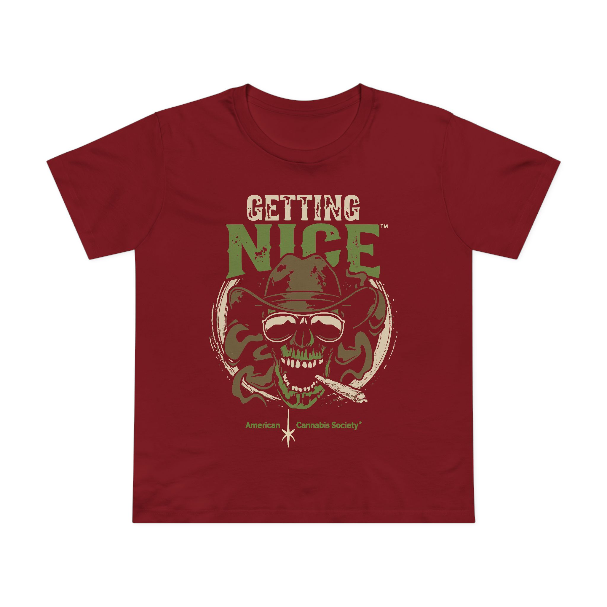 Getting Nice Cannabis Skull Tee — Women’s Maple T-Shirt - Image 57