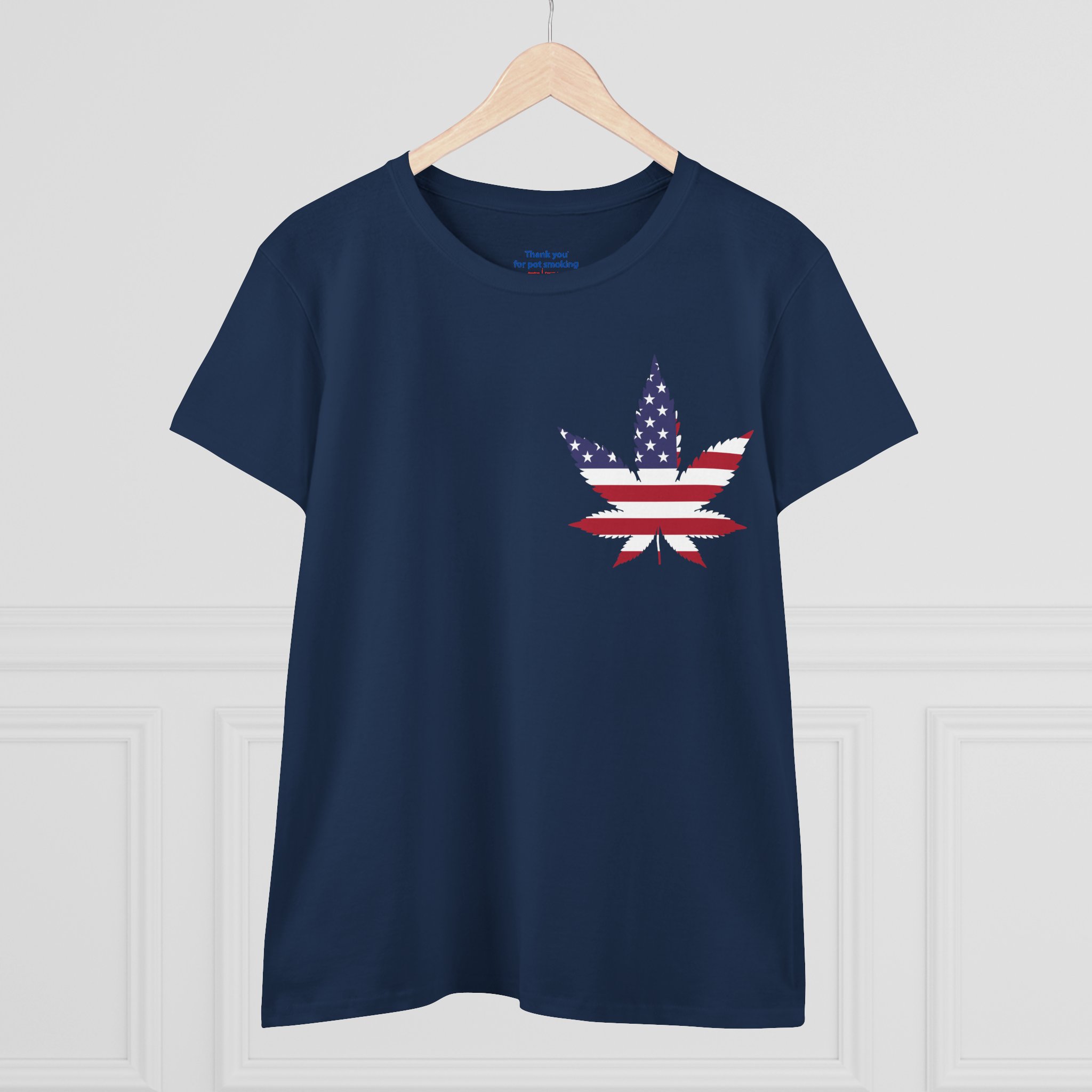 American Flag Leaf Tee — Women's Patriotic Cannabis Graphic T-Shirt - Image 23