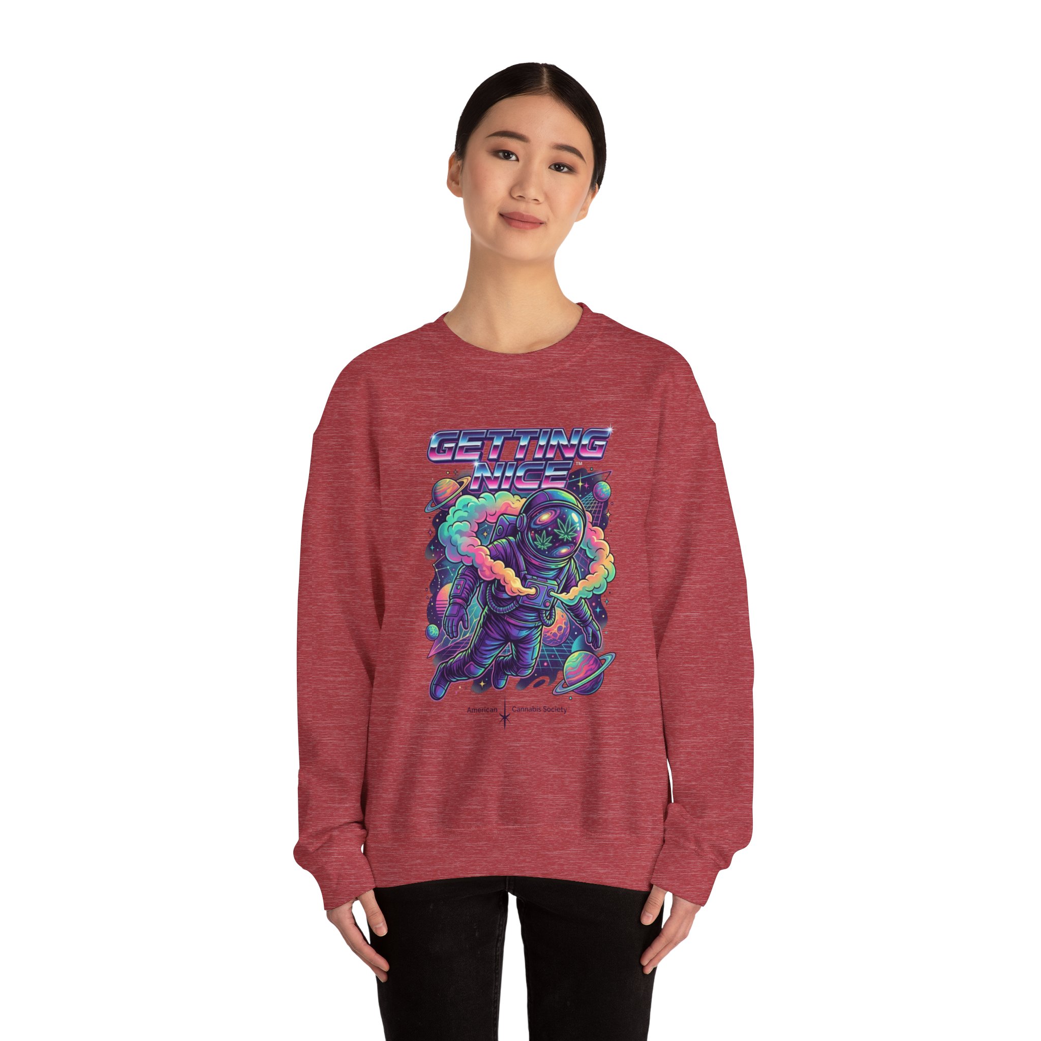 Astronaut Graphic Sweatshirt — “Getting Spacey” Retro Neon Crewneck - Image 44