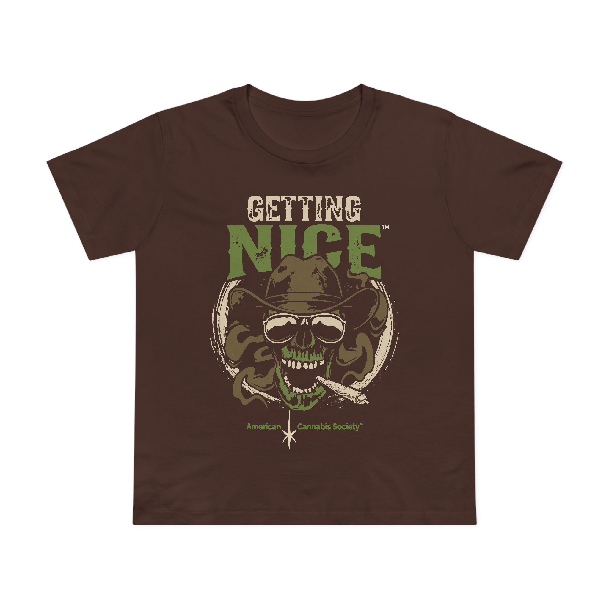 Getting Nice Cannabis Skull Tee — Women’s Maple T-Shirt - Image 17
