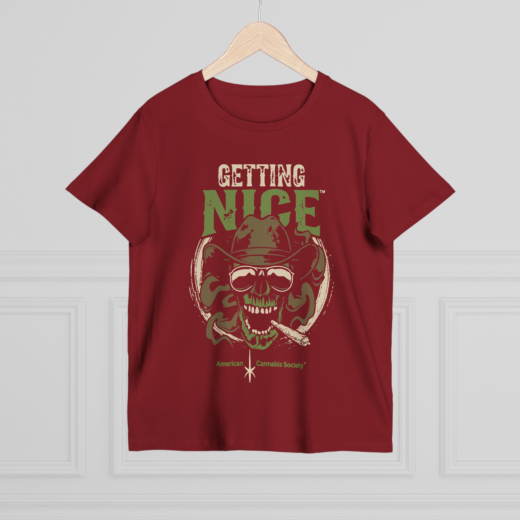 Getting Nice Cannabis Skull Tee — Women’s Maple T-Shirt - Image 60