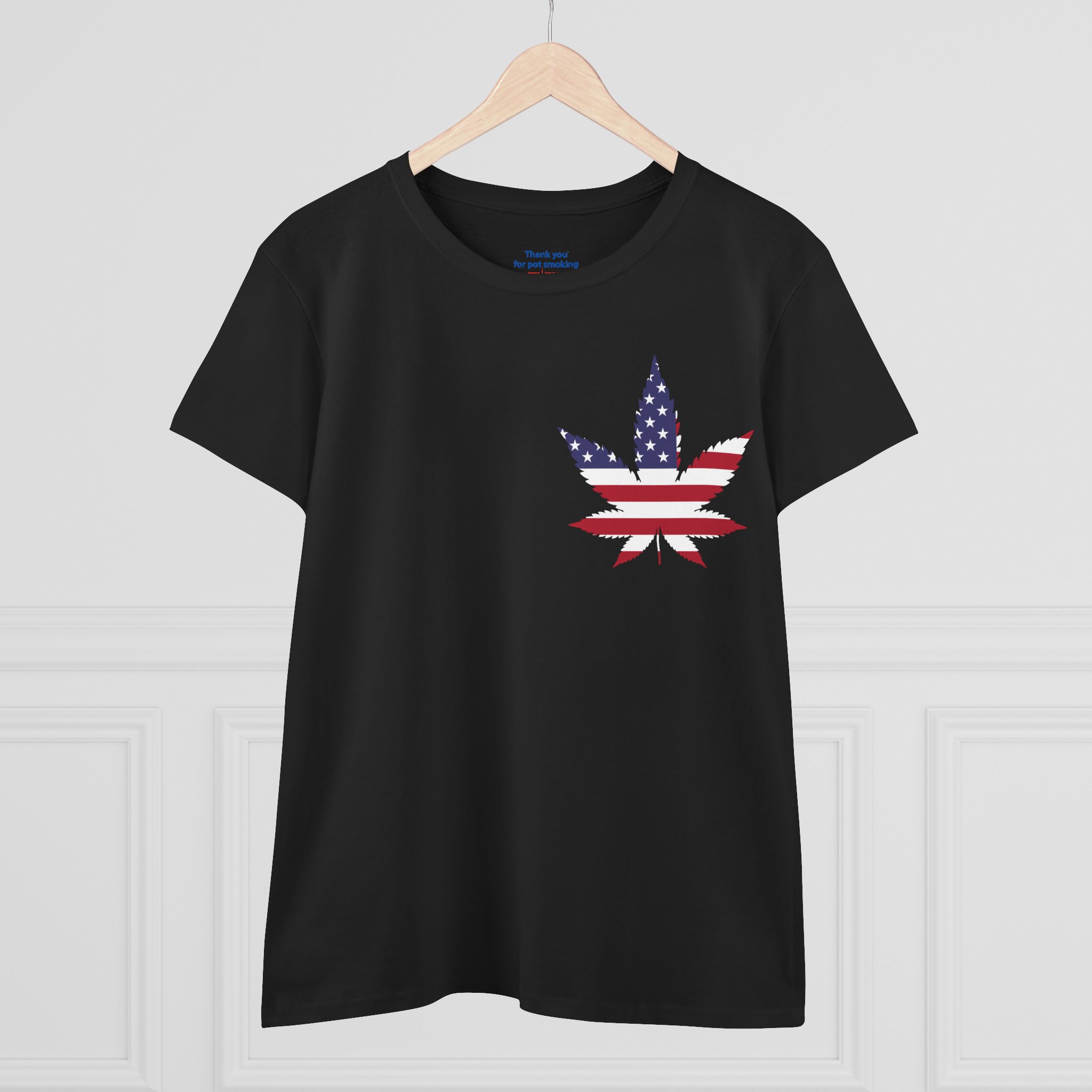 American Flag Leaf Tee — Women's Patriotic Cannabis Graphic T-Shirt - Image 11