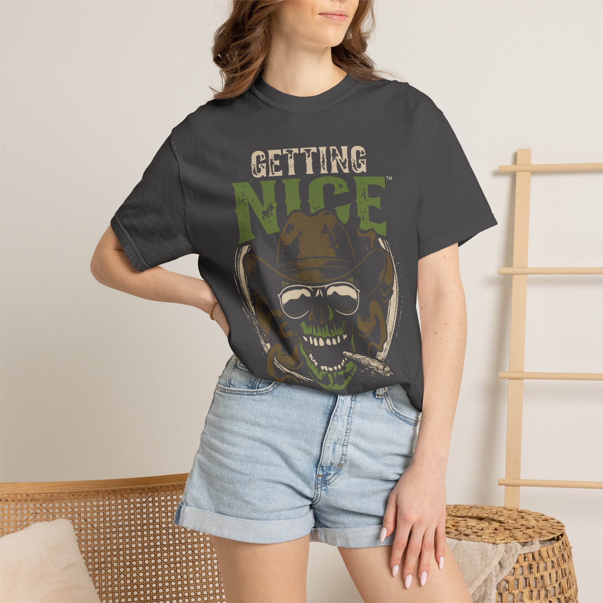 Getting Nice Skull Cowboy T-Shirt — Retro Western Graphic Tee - Image 48