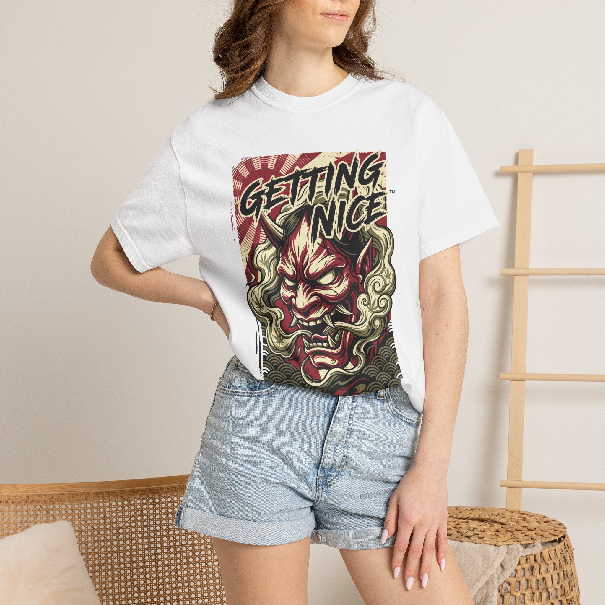 Getting Nice™ Oni Graphic T-Shirt — Japanese Demon Streetwear Tee - Image 4