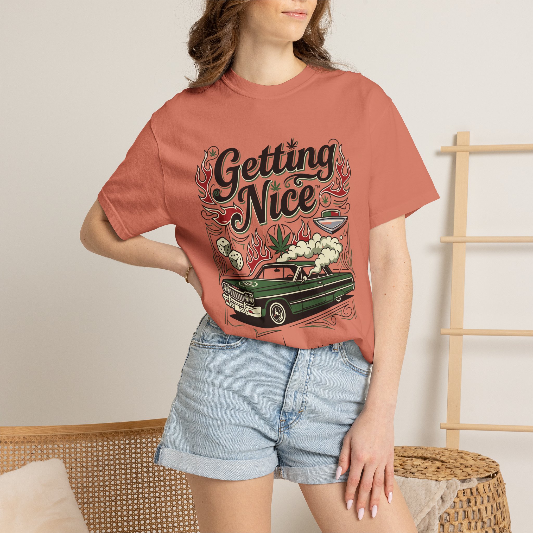Getting Nice™ Lowrider T-Shirt — Cannabis Car Culture Graphic Tee - Image 12