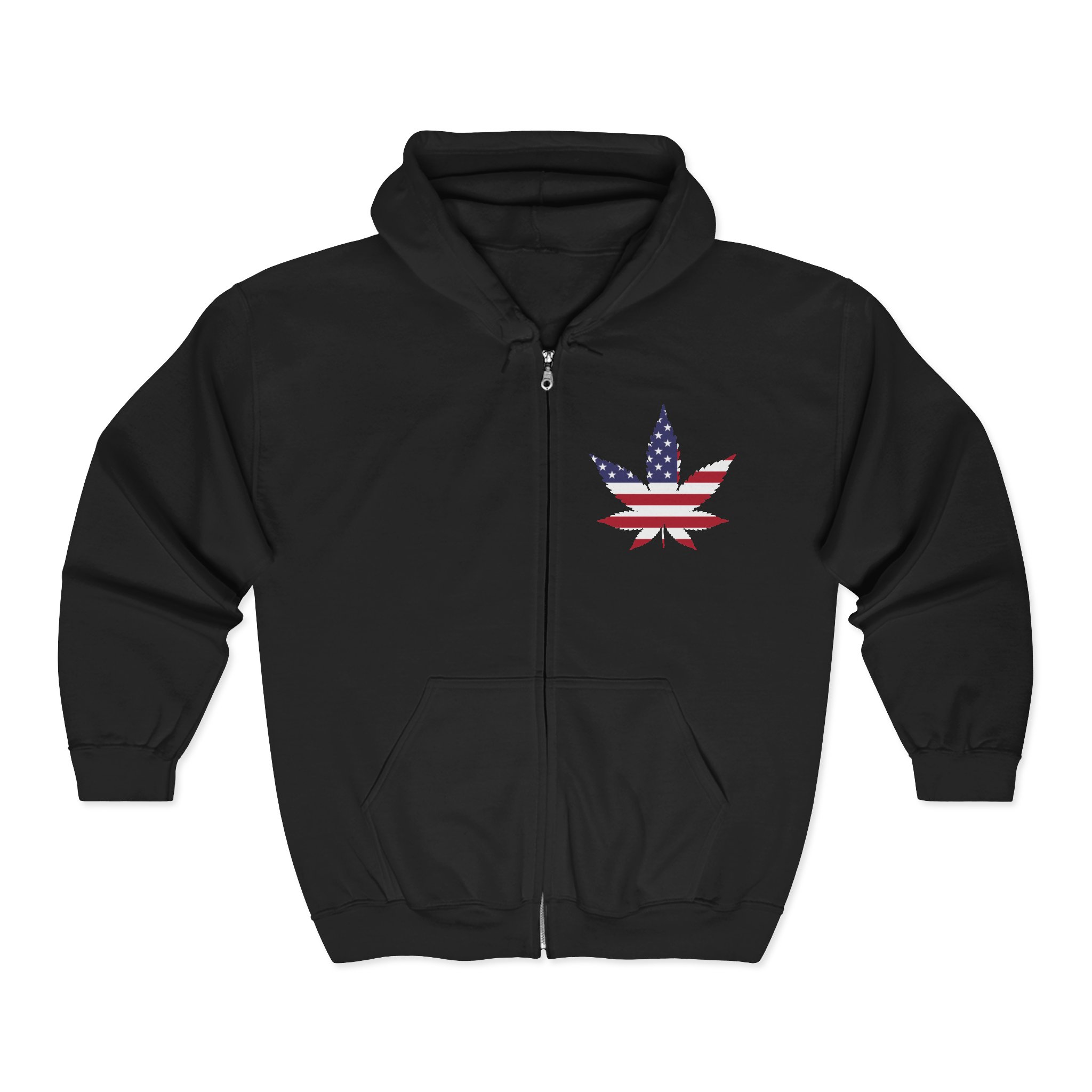 American Flag Cannabis Leaf Zip Hoodie | ACS® Approved | THC Factor