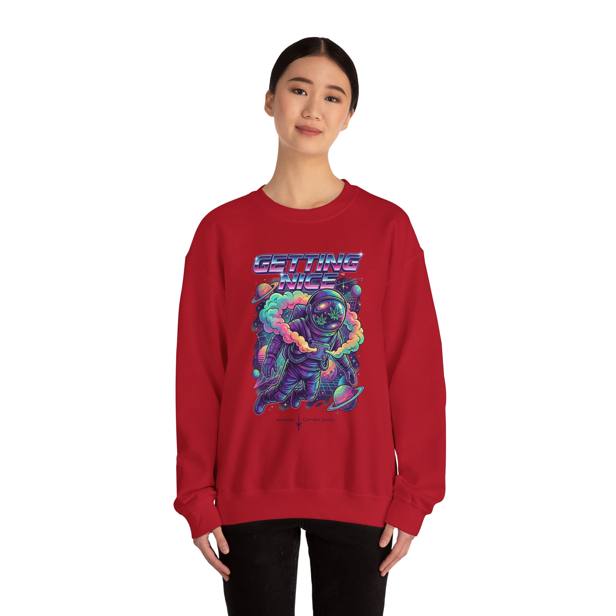 Astronaut Graphic Sweatshirt — “Getting Spacey” Retro Neon Crewneck - Image 56