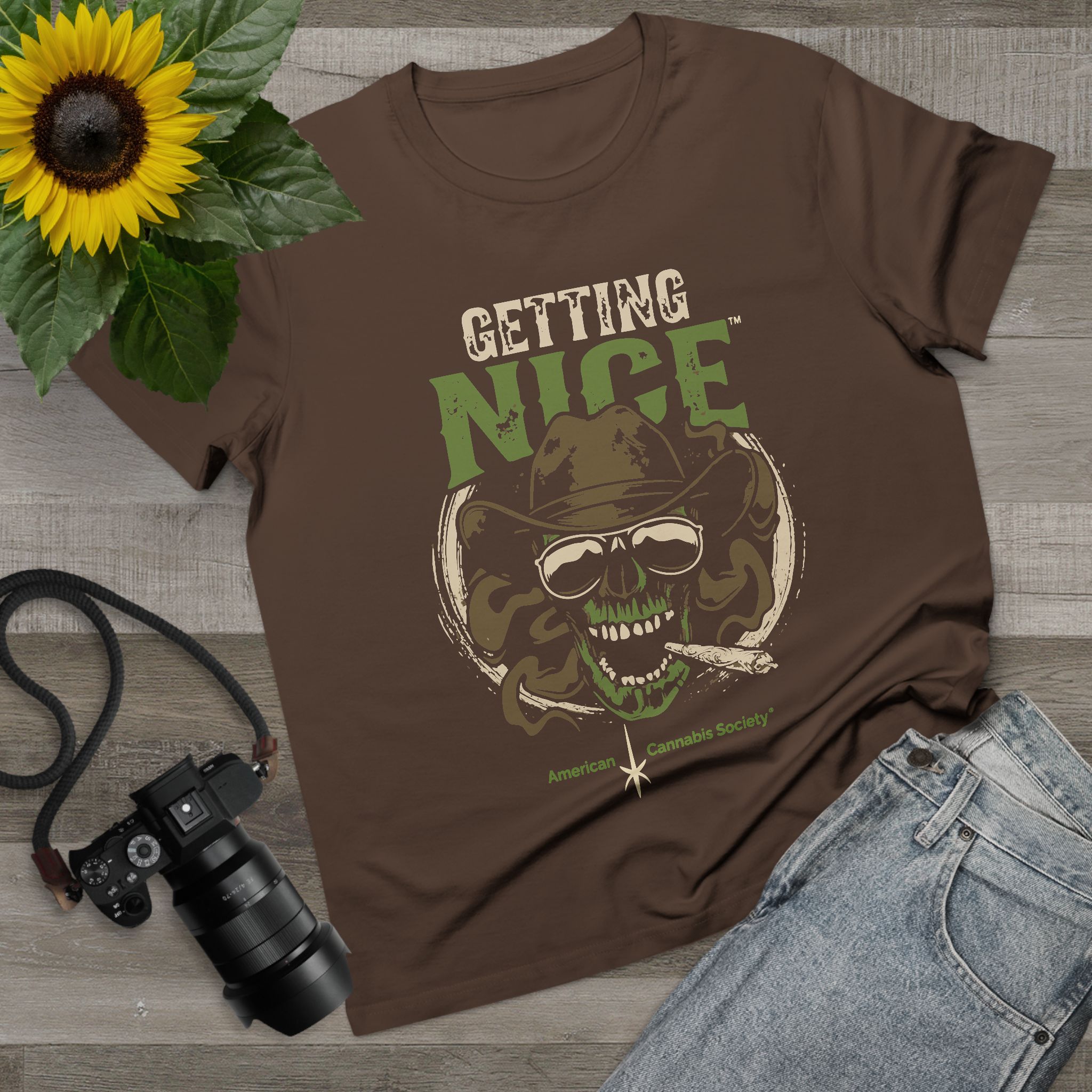 Getting Nice Cannabis Skull Tee — Women’s Maple T-Shirt - Image 31