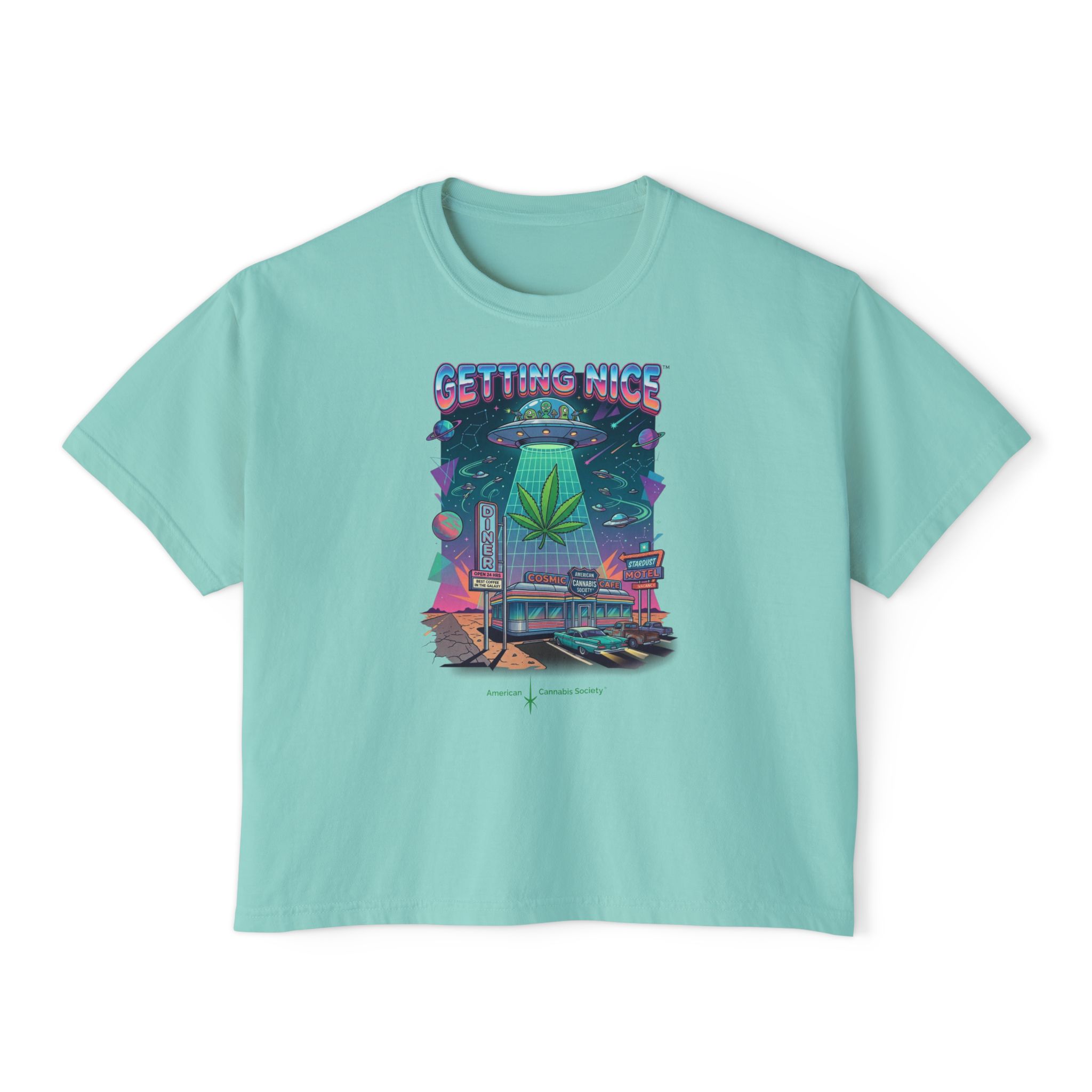 Getting Nice Cannabis Graphic Women's Boxy Tee - Image 21