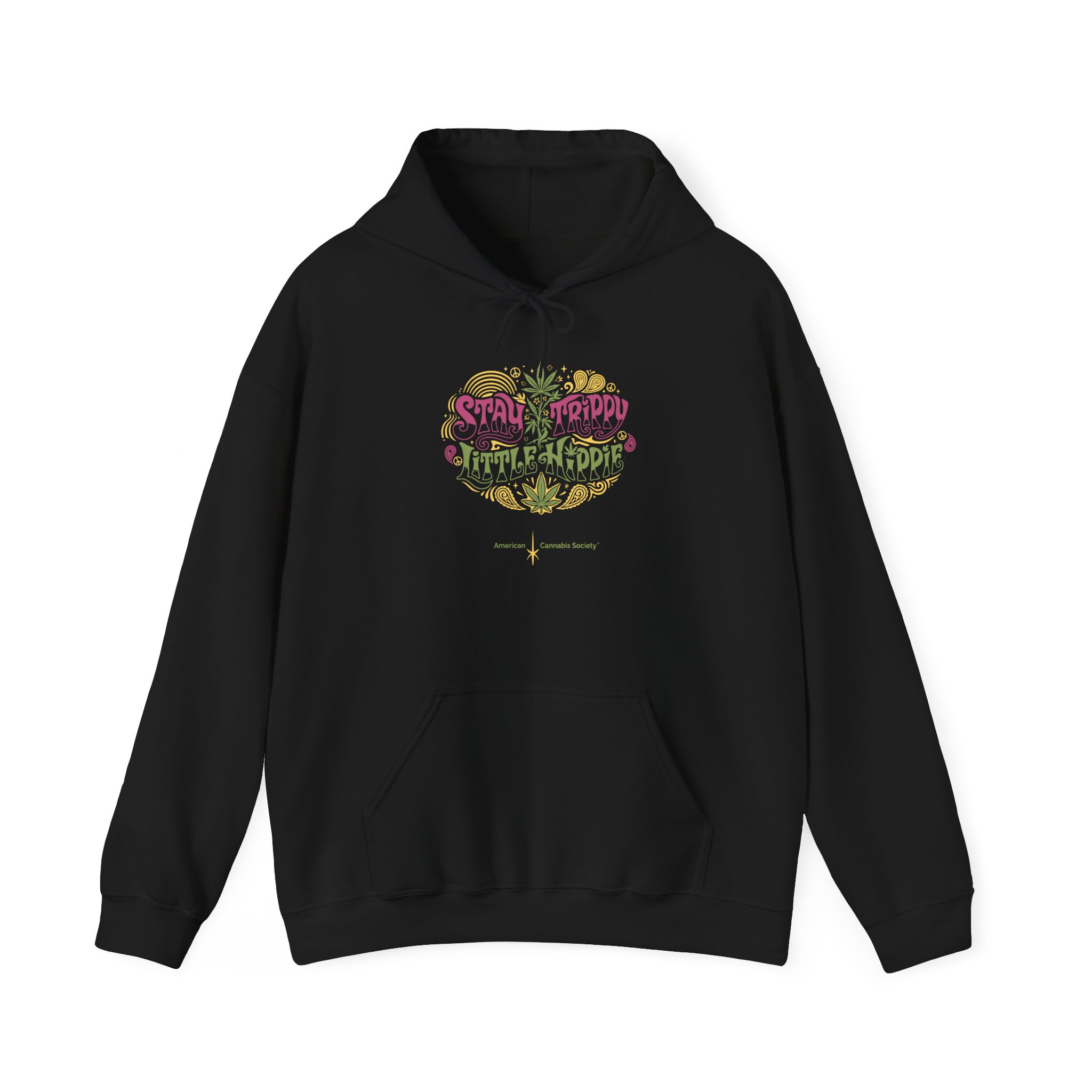 Hoodie – "Small Friend, Little Hippie" Retro Cannabis Graphic Pullover - Image 13