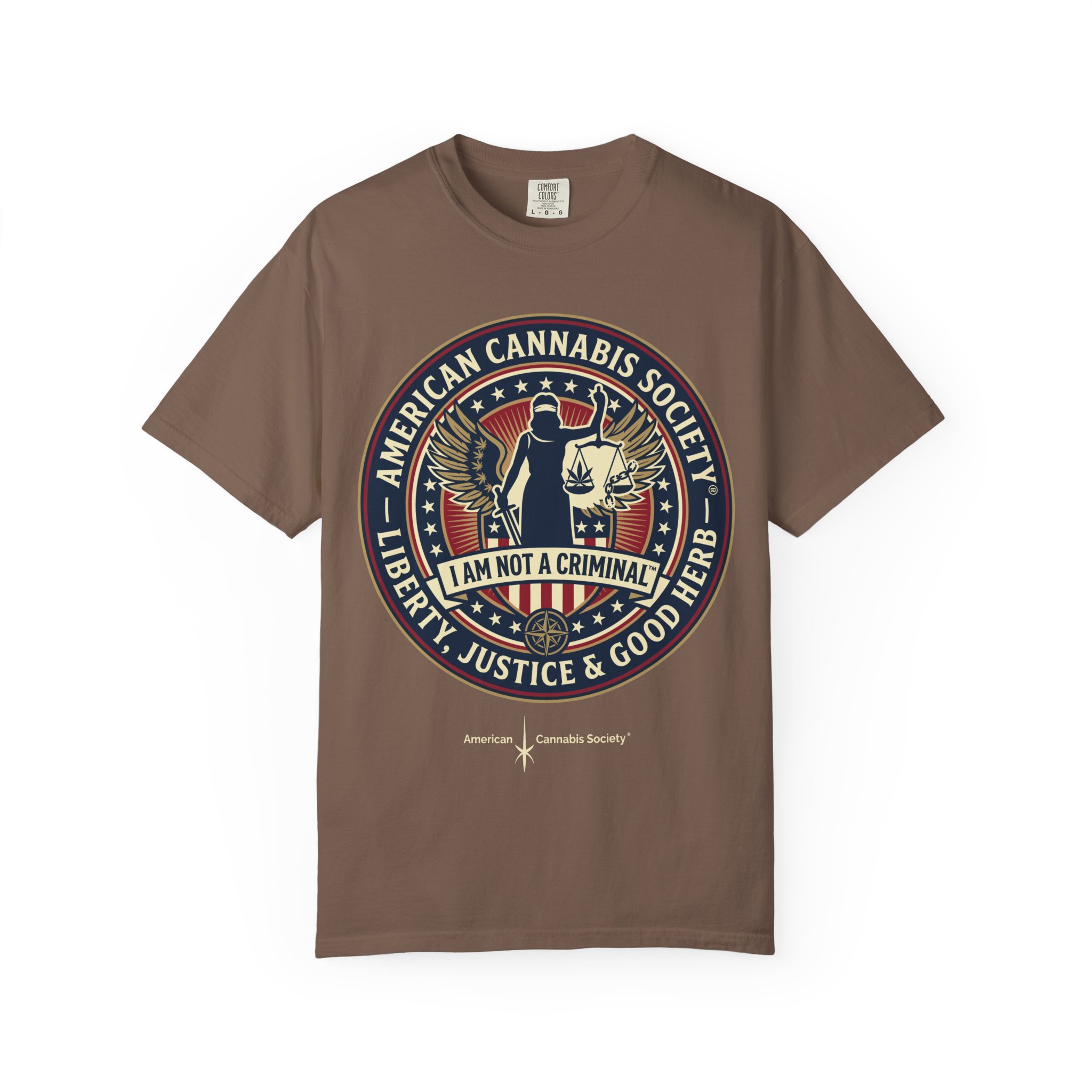 American Cannabis Society® “I Am Not a Criminal™” Liberty T-Shirt — Cannabis Crest Graphic Tee - Image 25