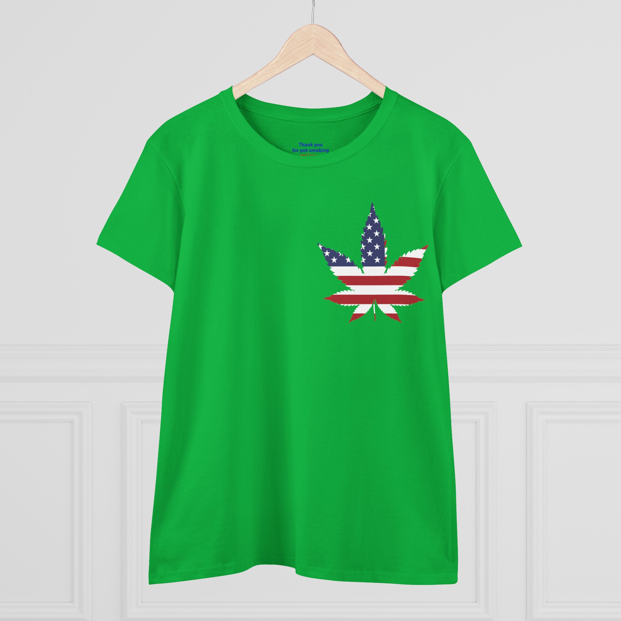 American Flag Leaf Tee — Women's Patriotic Cannabis Graphic T-Shirt - Image 19