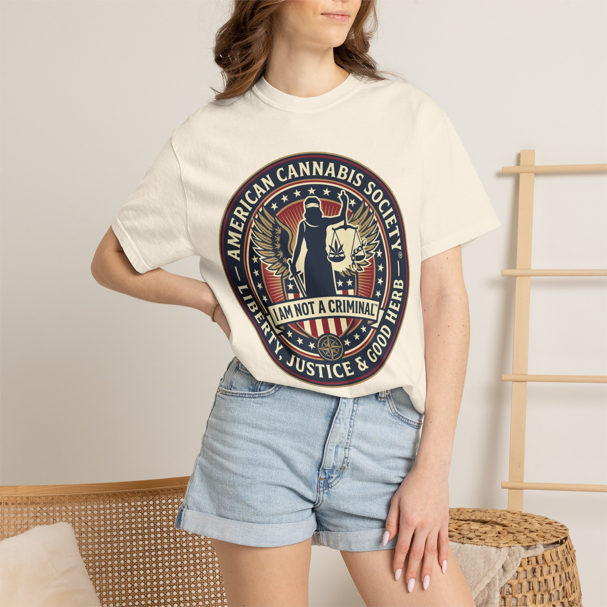 American Cannabis Society® “I Am Not a Criminal™” Liberty T-Shirt — Cannabis Crest Graphic Tee - Image 20