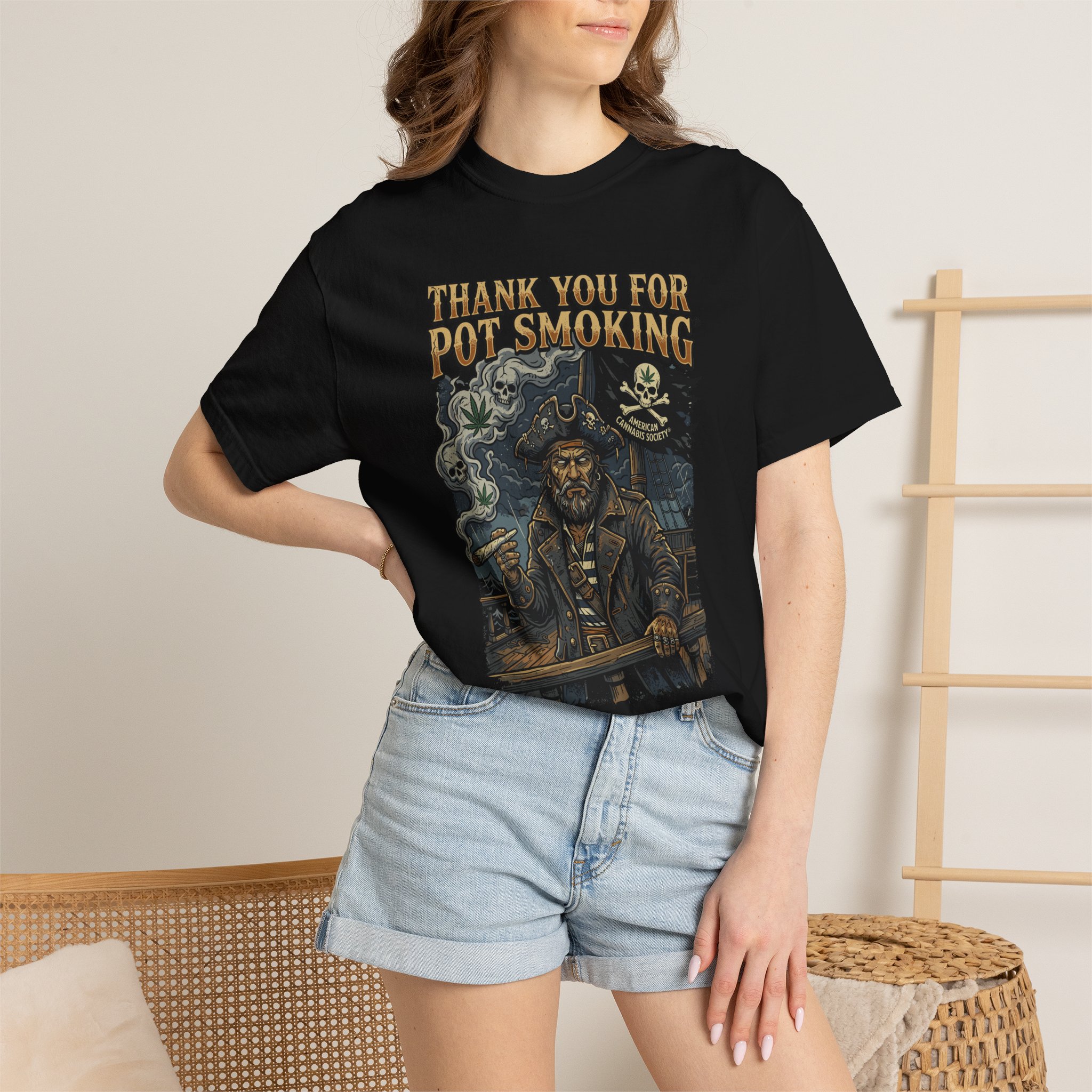 Thank You For Pot Smoking® Vintage Pirate Graphic T-Shirt - Image 44
