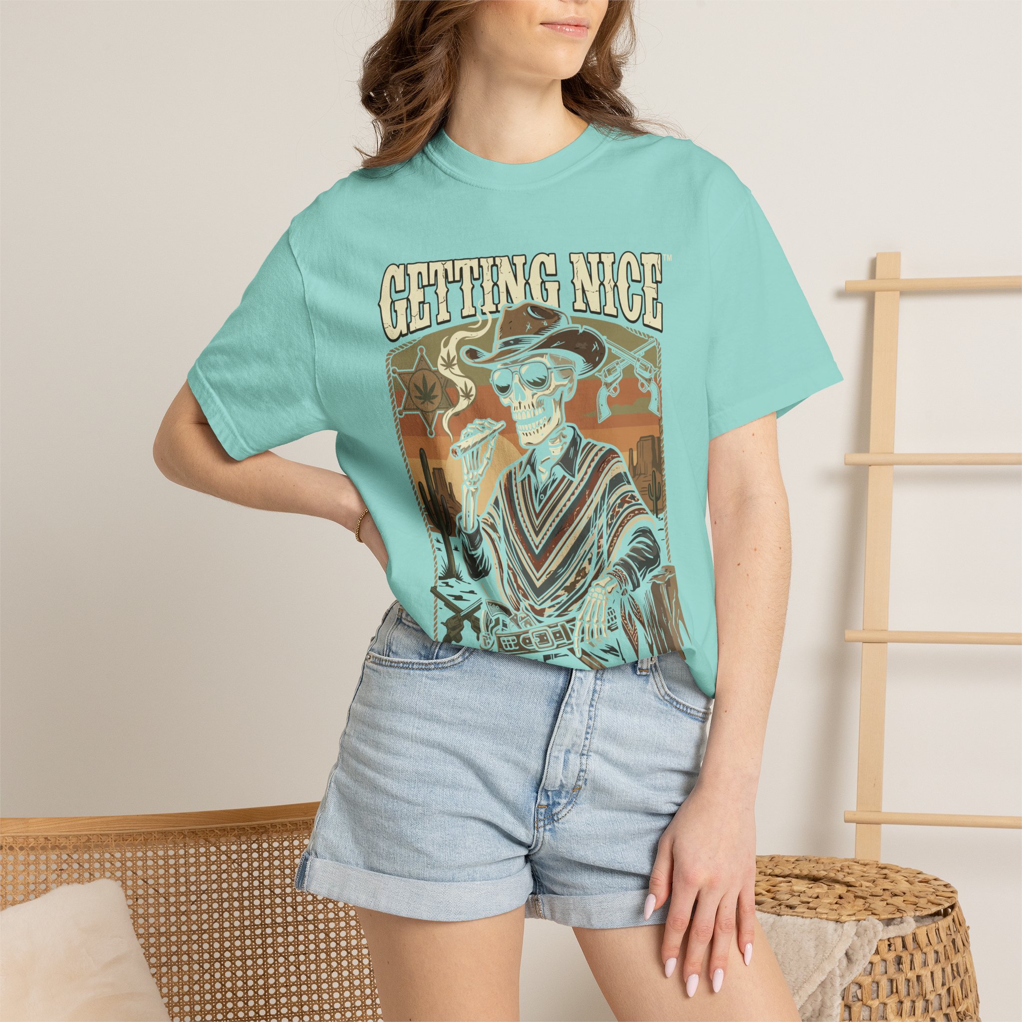 Getting Nice™ Skull T-Shirt — Retro Western Skeleton Graphic Tee - Image 36