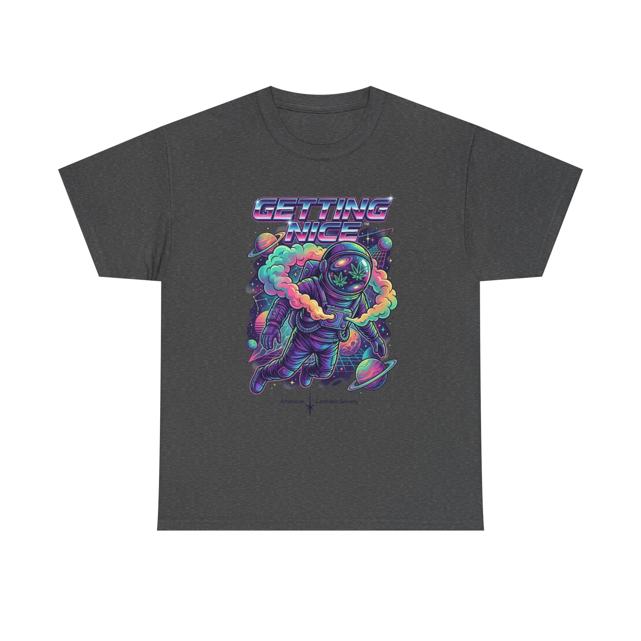 Getting Nice™ Astronaut T-Shirt — Retro Neon Space Cannabis Graphic Tee - Image 37