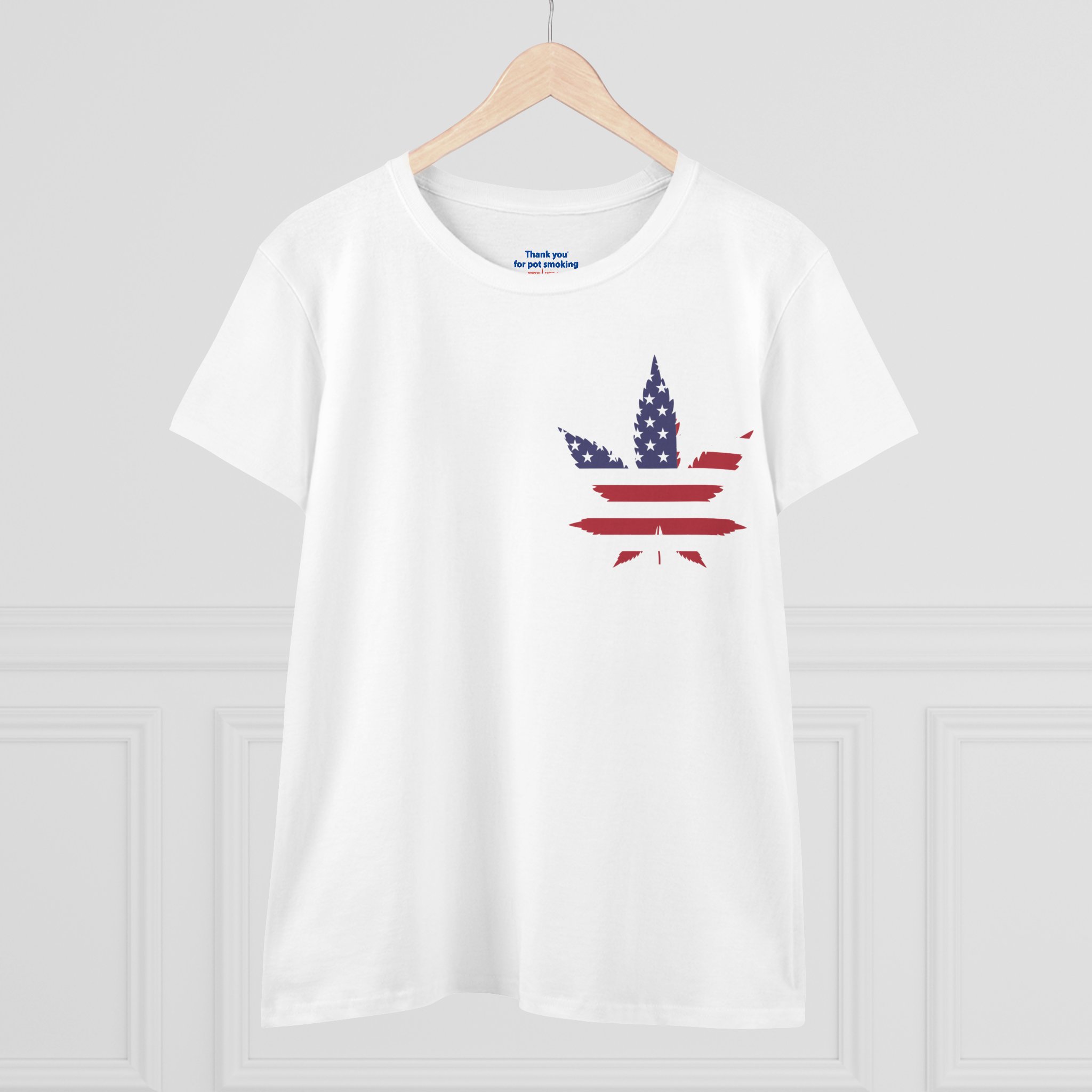 American Flag Leaf Tee — Women's Patriotic Cannabis Graphic T-Shirt - Image 3