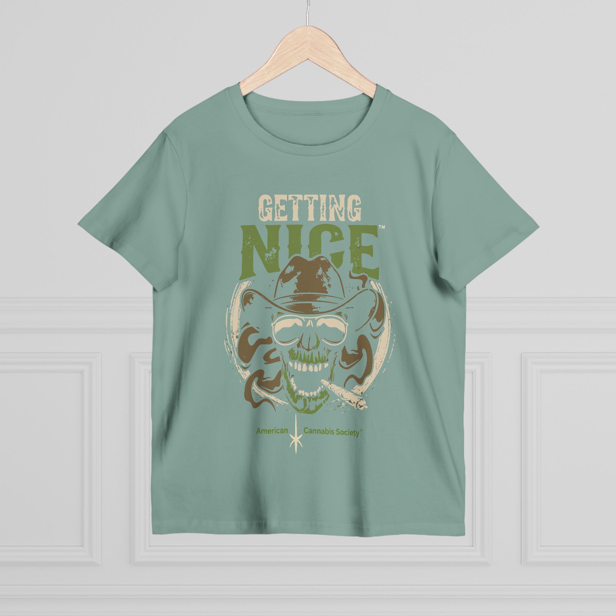 Getting Nice Cannabis Skull Tee — Women’s Maple T-Shirt - Image 44