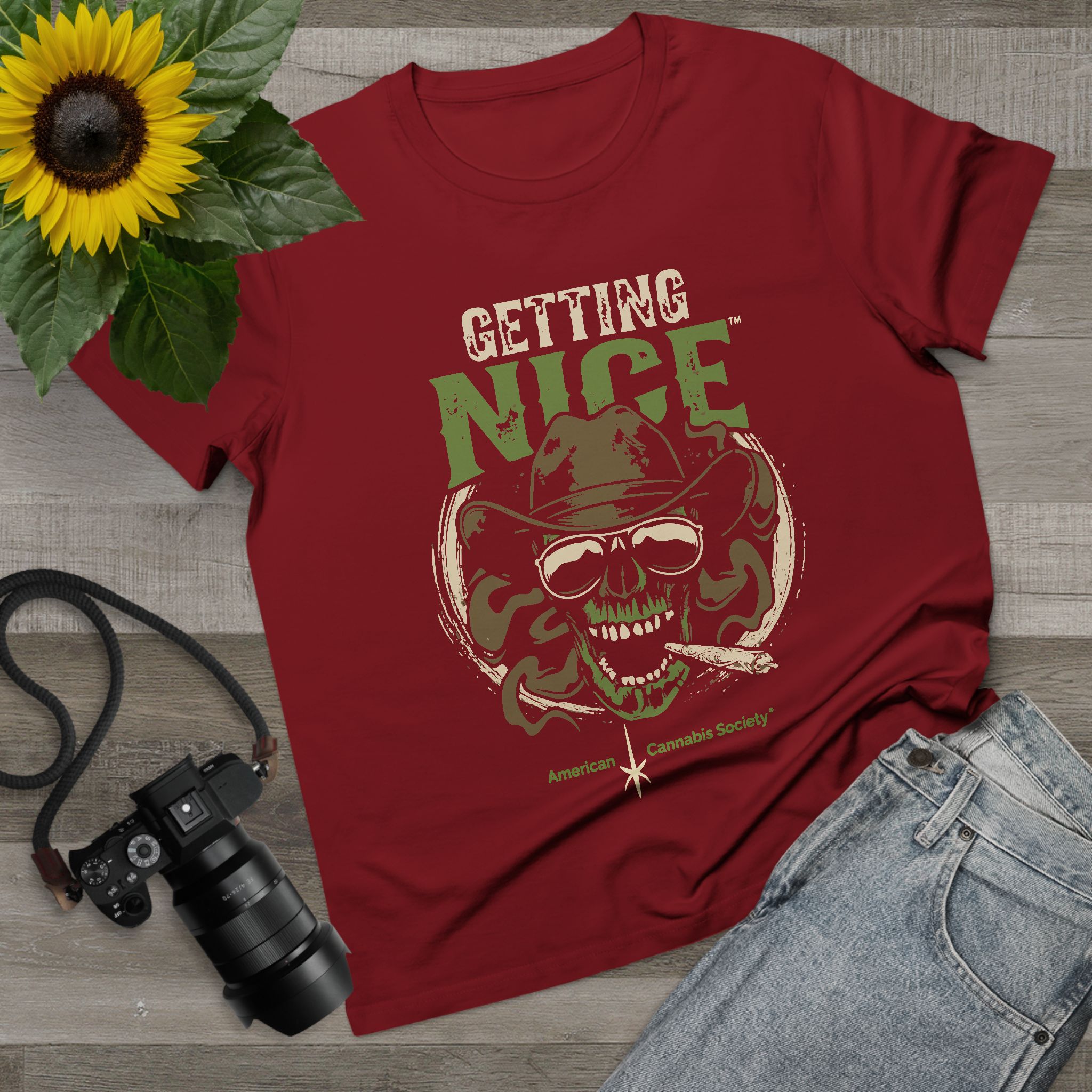 Getting Nice Cannabis Skull Tee — Women’s Maple T-Shirt - Image 59