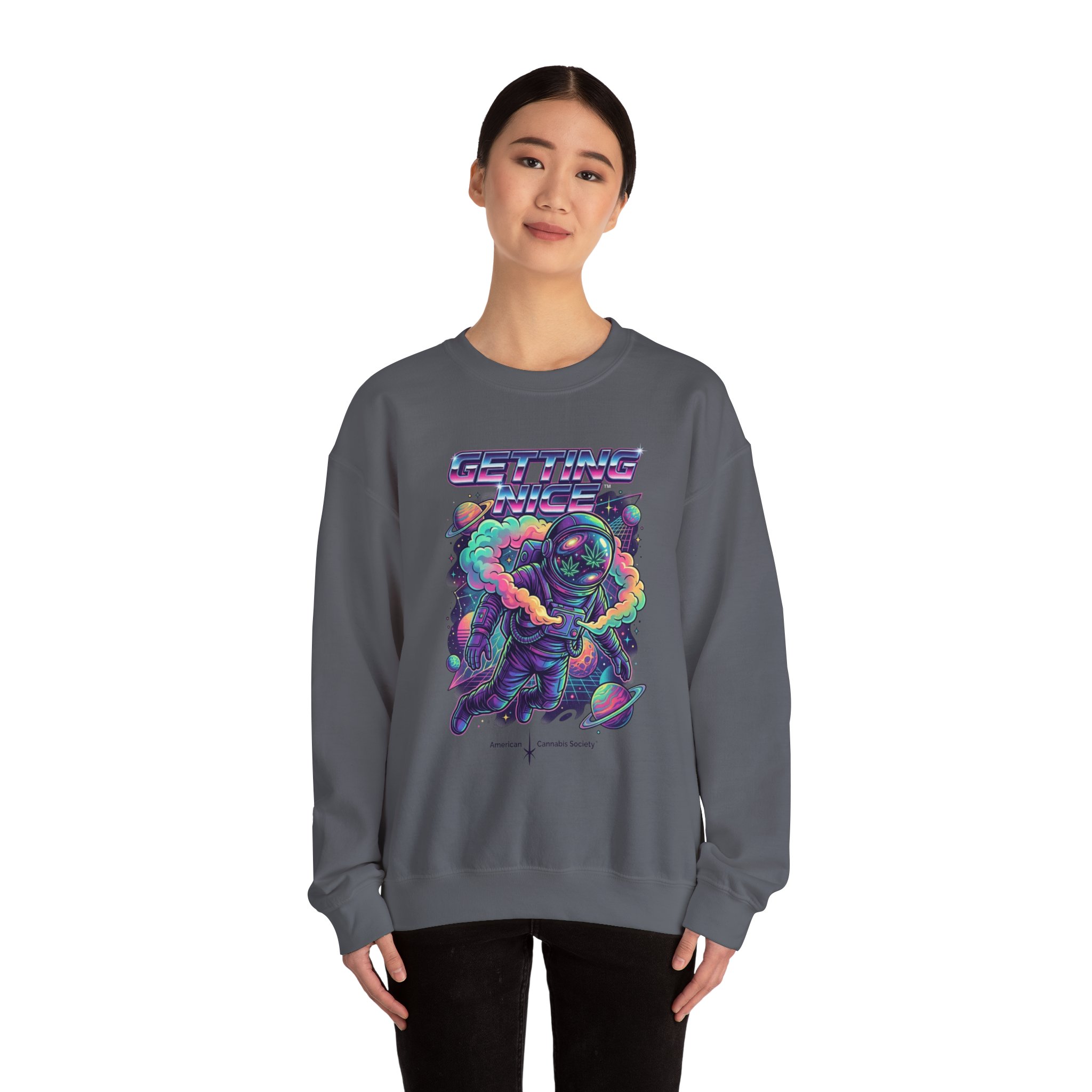 Astronaut Graphic Sweatshirt — “Getting Spacey” Retro Neon Crewneck - Image 40