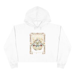 Pot Smoking Botanical Crop Hoodie — Vintage Cannabis Art Cropped Hoodie