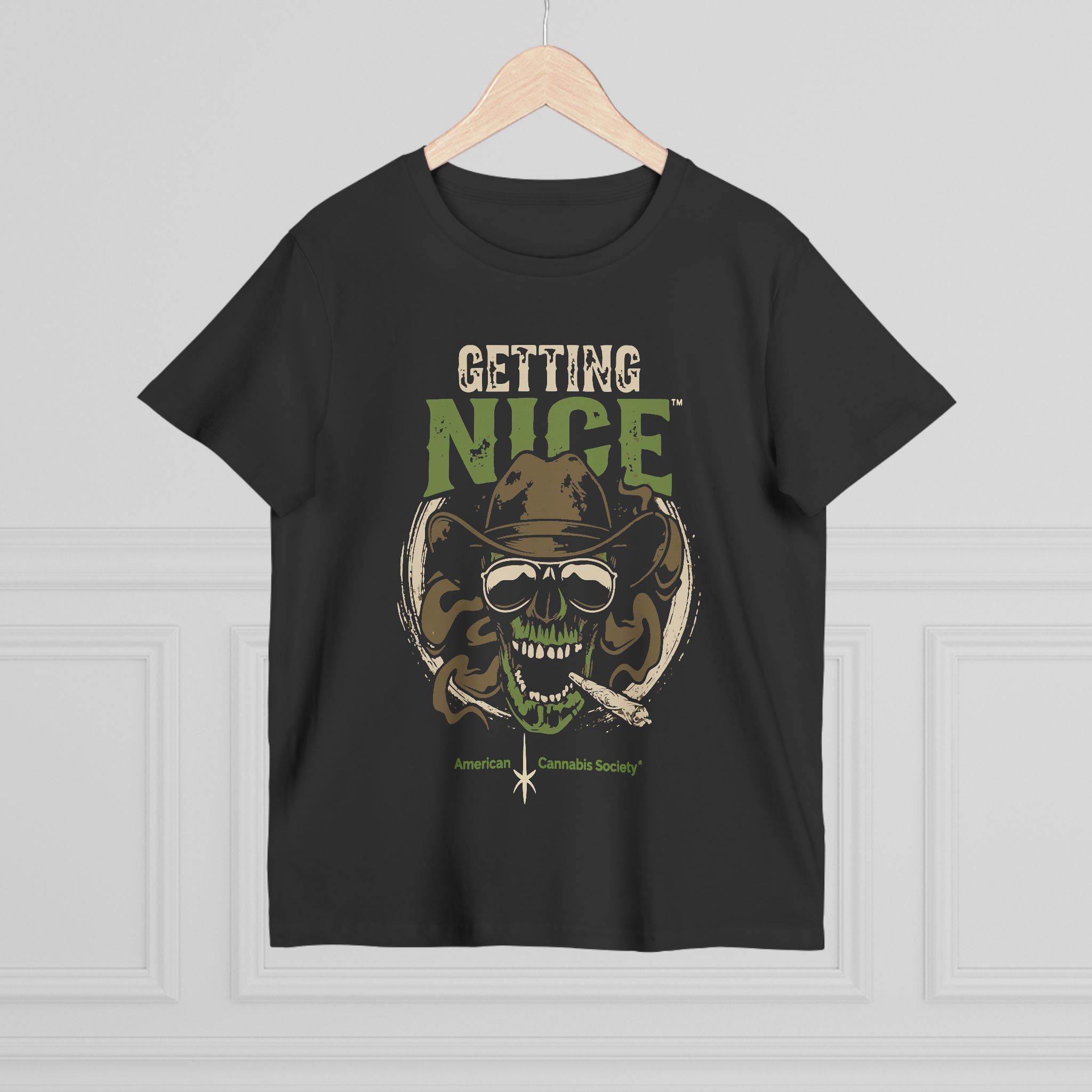 Getting Nice Cannabis Skull Tee — Women’s Maple T-Shirt - Image 24