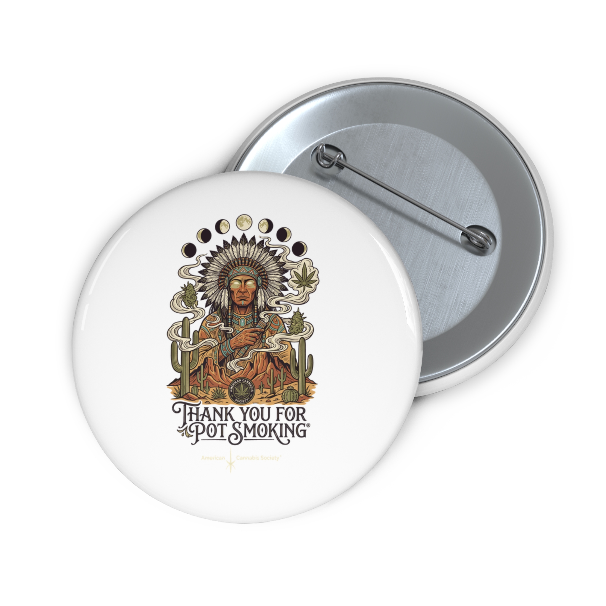 Pin Button — "Thank You For Pot Smoking®" Vintage Native-Inspired Cannabis Badge - Image 3