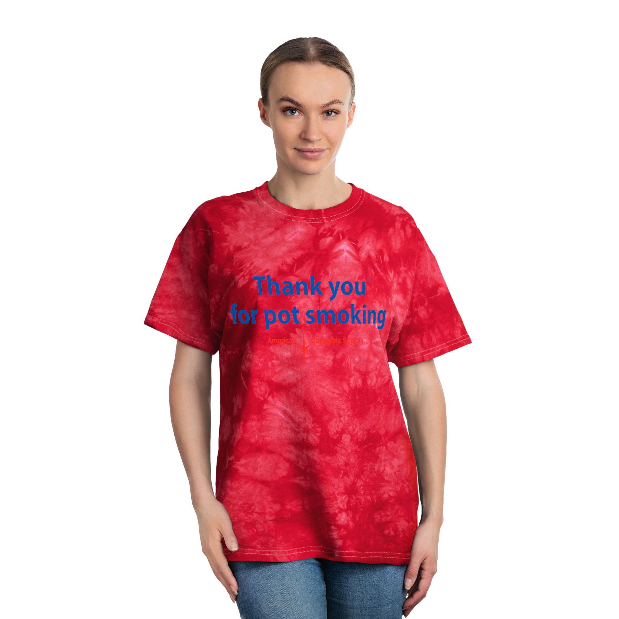 Tie-Dye Tee — "Thank You For Pot Smoking®" Red Crystal Graphic T-Shirt - Image 3