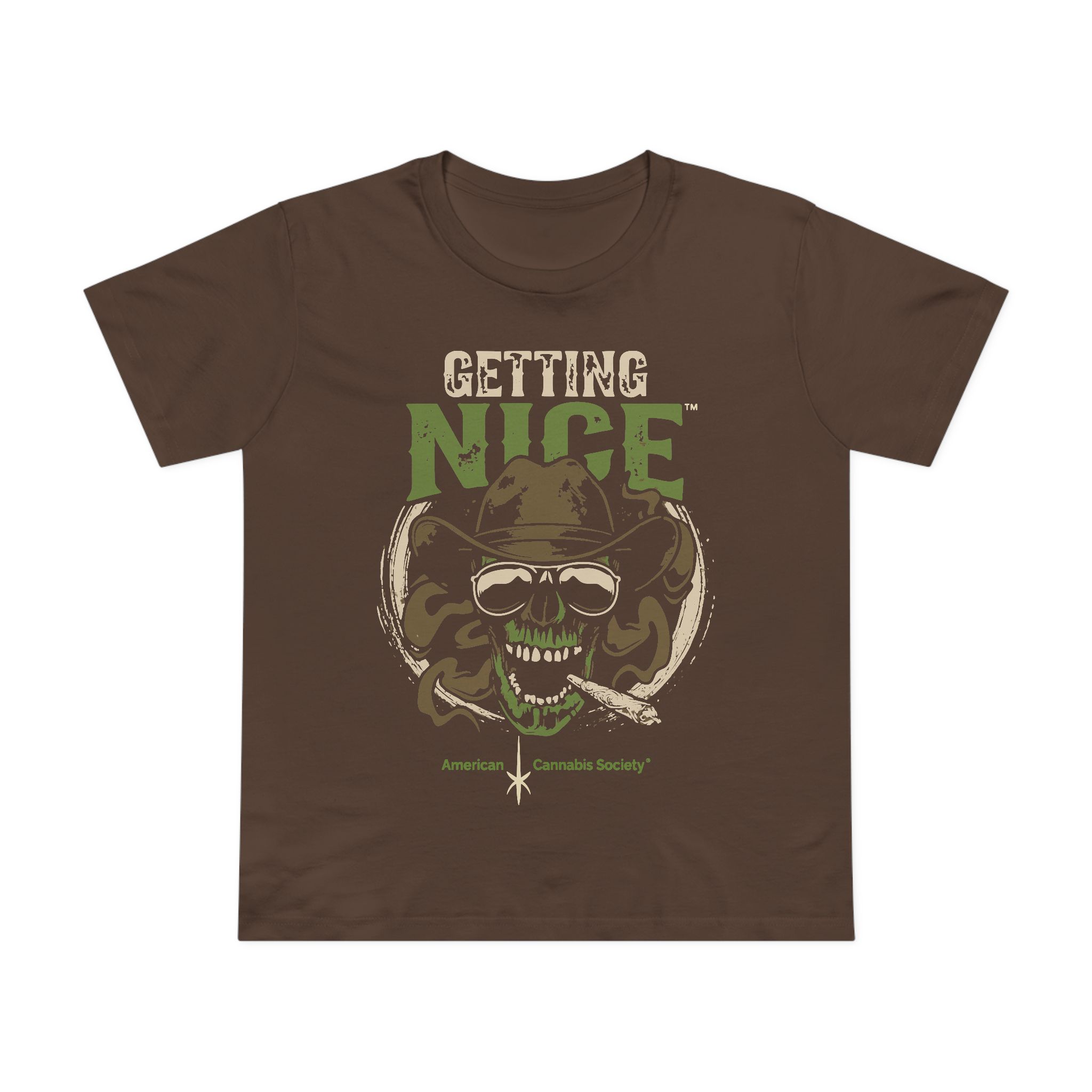 Getting Nice Cannabis Skull Tee — Women’s Maple T-Shirt - Image 29