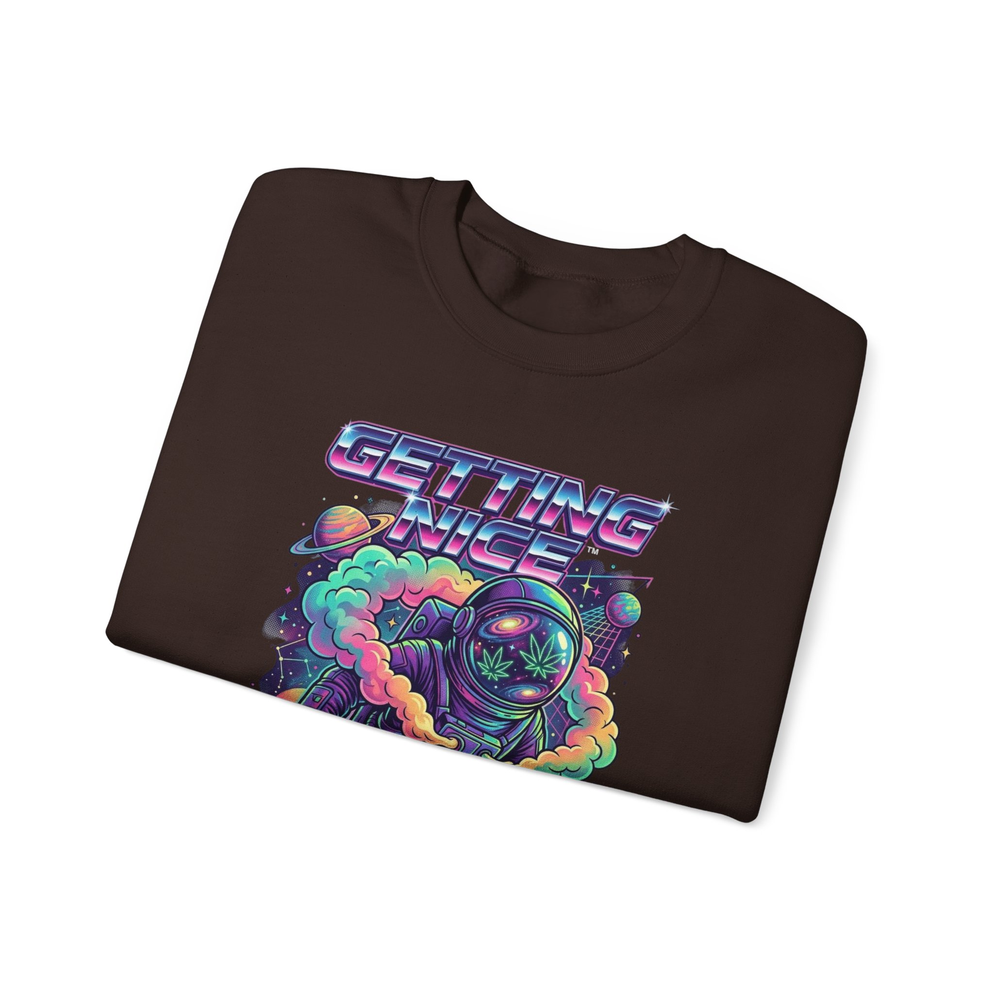 Astronaut Graphic Sweatshirt — “Getting Spacey” Retro Neon Crewneck - Image 27