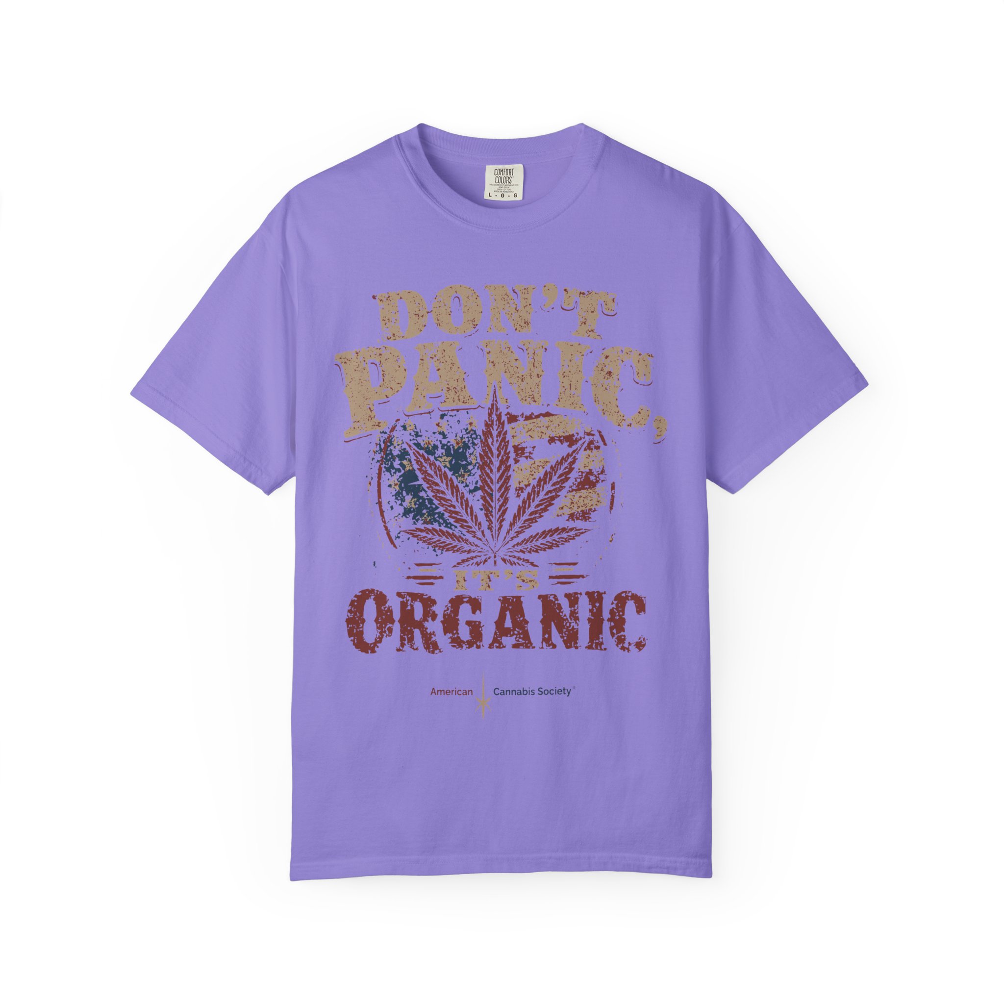 American Cannabis Society® “Don’t Panic It’s Organic” T-Shirt — Vintage Cannabis Leaf Graphic Tee - Image 52