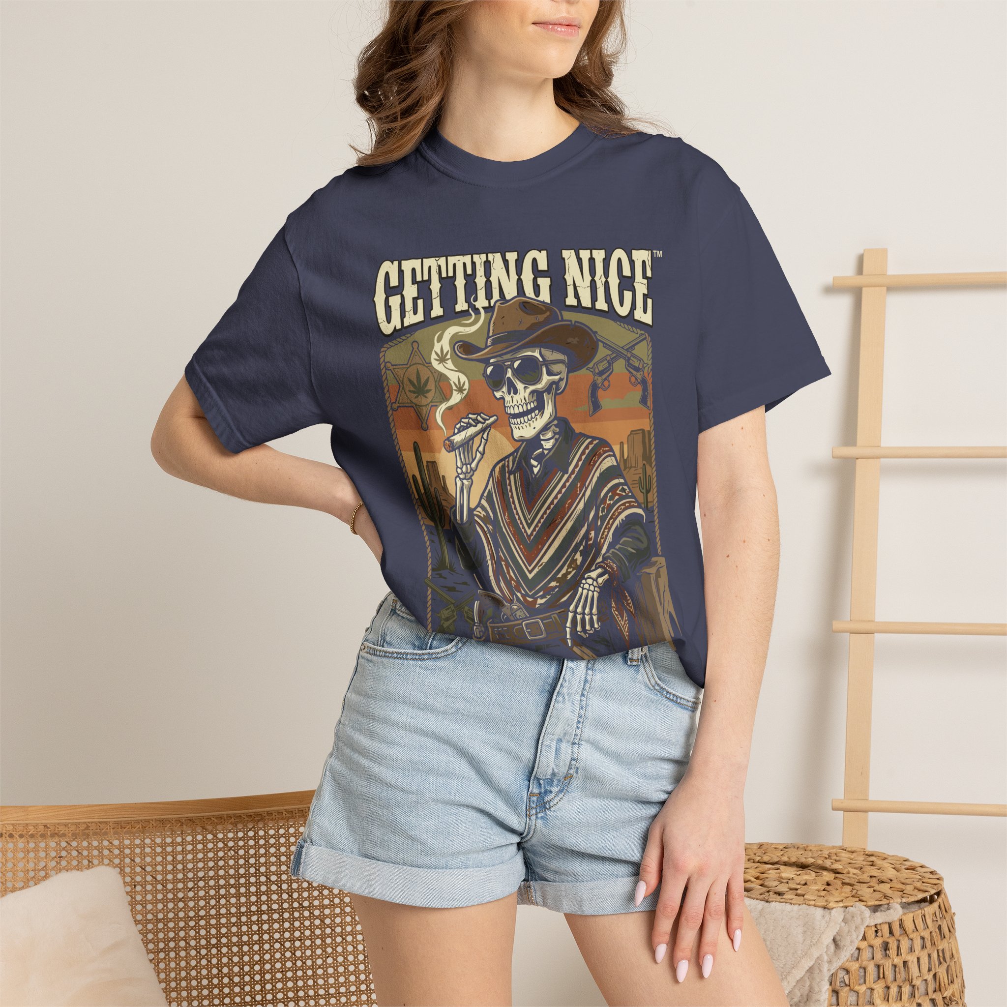 Getting Nice™ Skull T-Shirt — Retro Western Skeleton Graphic Tee - Image 40