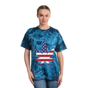 Tie-Dye Tee — American Flag Cannabis Leaf Graphic