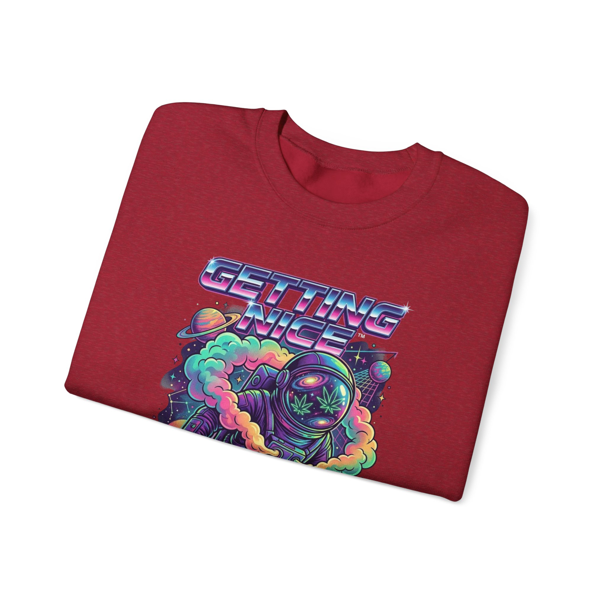 Astronaut Graphic Sweatshirt — “Getting Spacey” Retro Neon Crewneck - Image 51