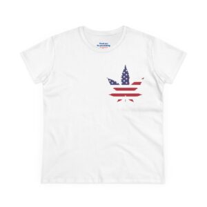 American Flag Leaf Tee — Women's Patriotic Cannabis Graphic T-Shirt