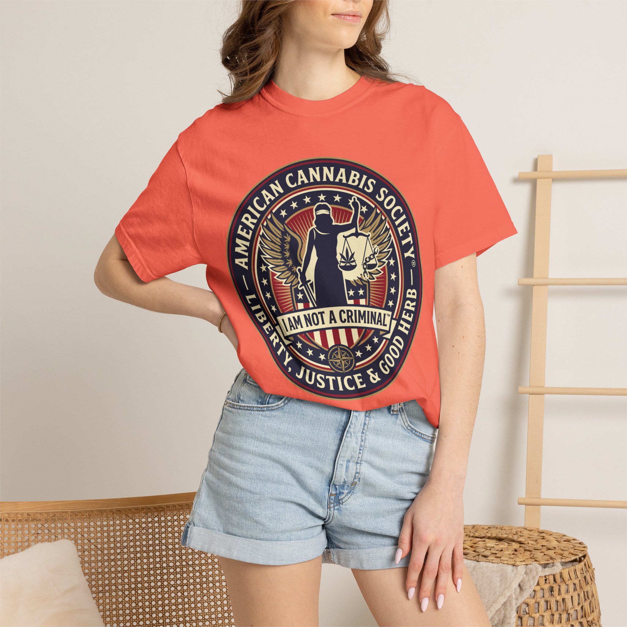 American Cannabis Society® “I Am Not a Criminal™” Liberty T-Shirt — Cannabis Crest Graphic Tee - Image 12