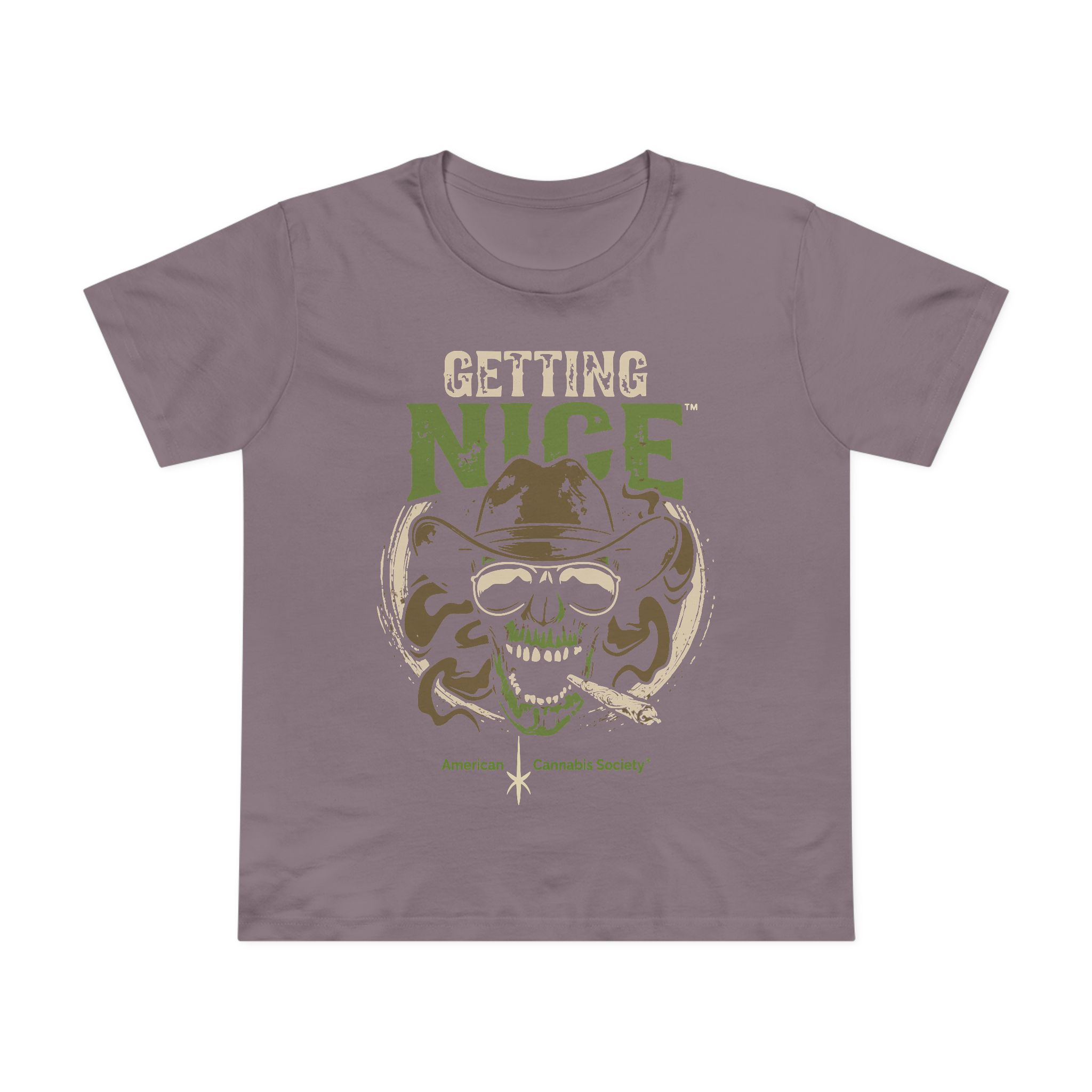 Getting Nice Cannabis Skull Tee — Women’s Maple T-Shirt - Image 49