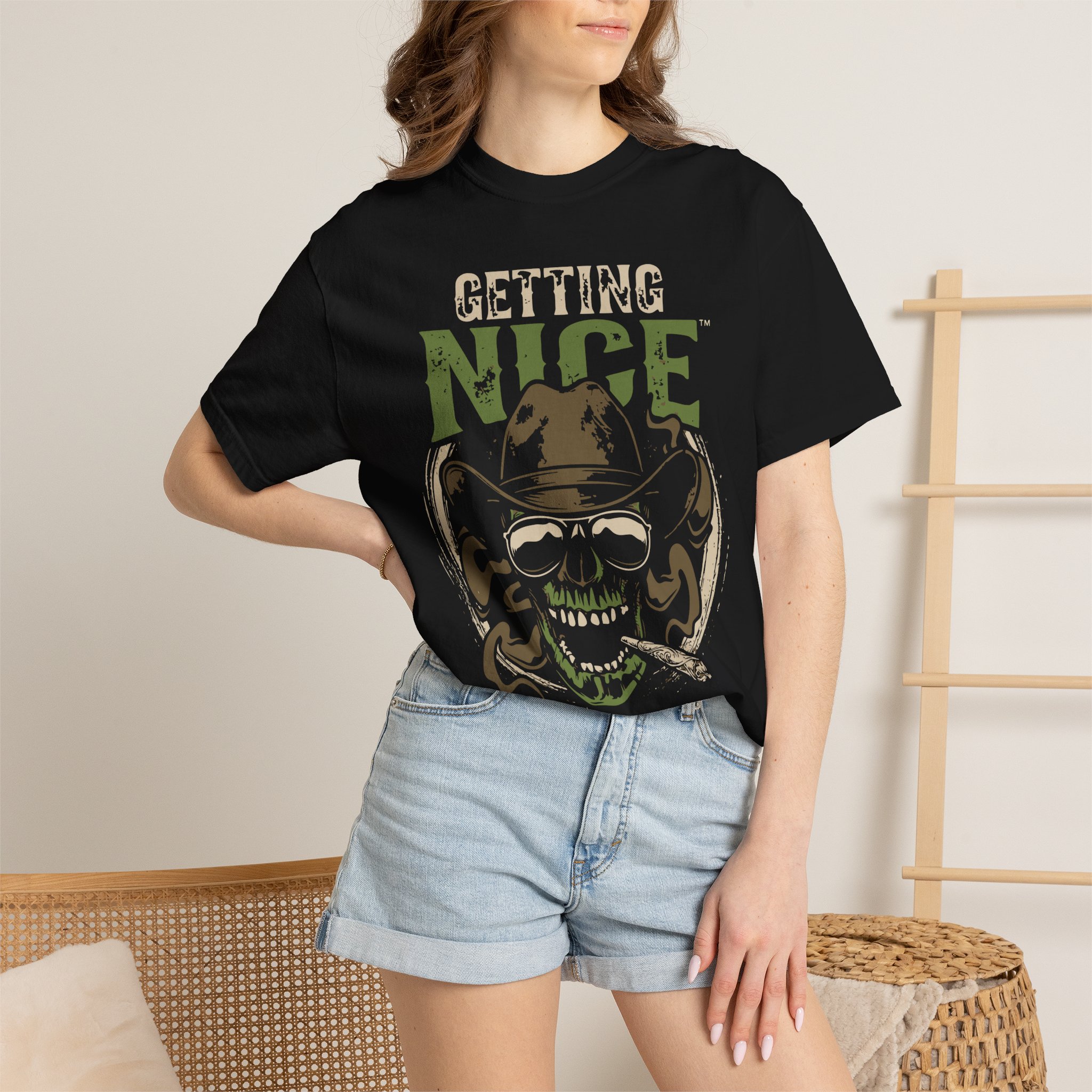Getting Nice Skull Cowboy T-Shirt — Retro Western Graphic Tee - Image 52