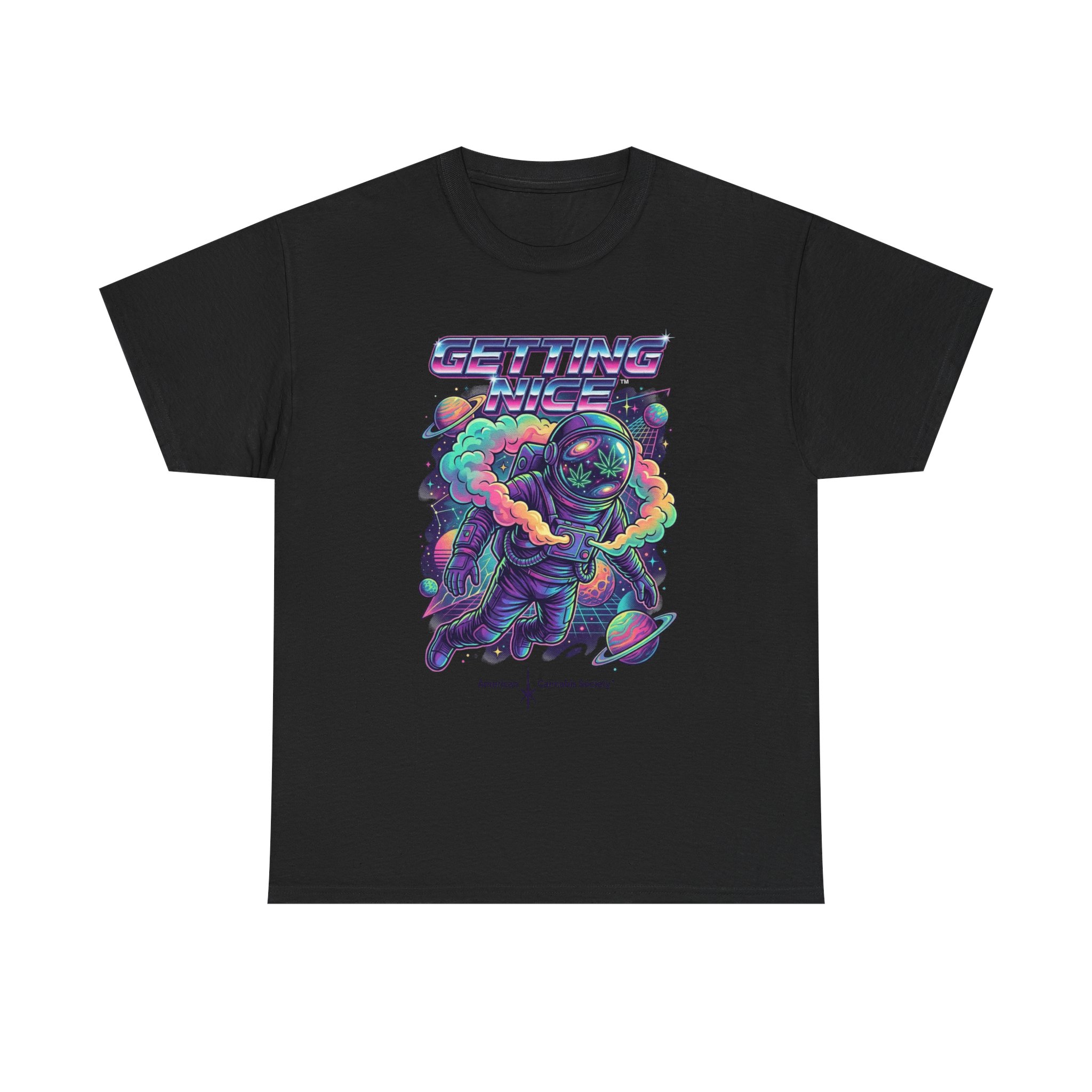 Getting Nice™ Astronaut T-Shirt — Retro Neon Space Cannabis Graphic Tee - Image 13