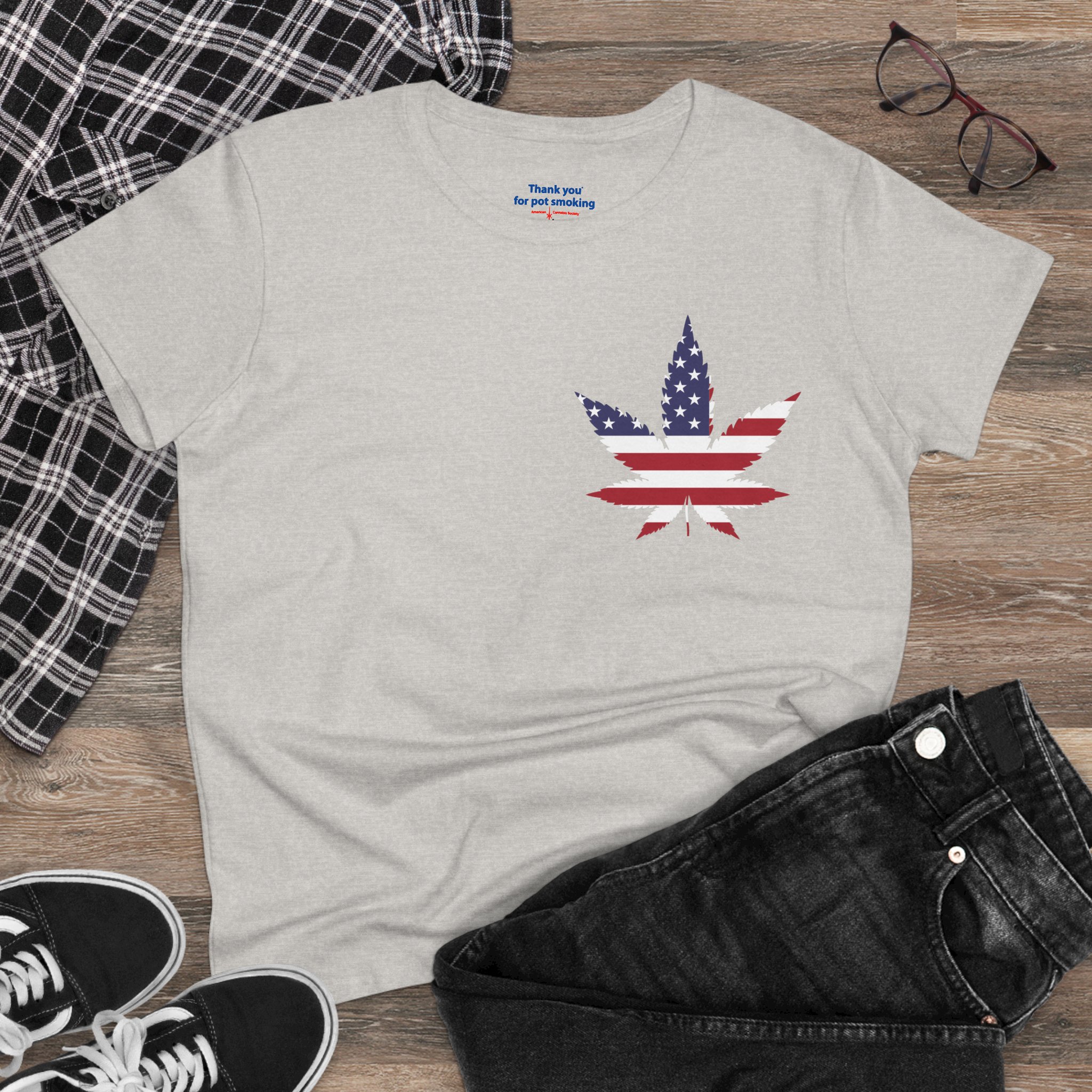 American Flag Leaf Tee — Women's Patriotic Cannabis Graphic T-Shirt - Image 8