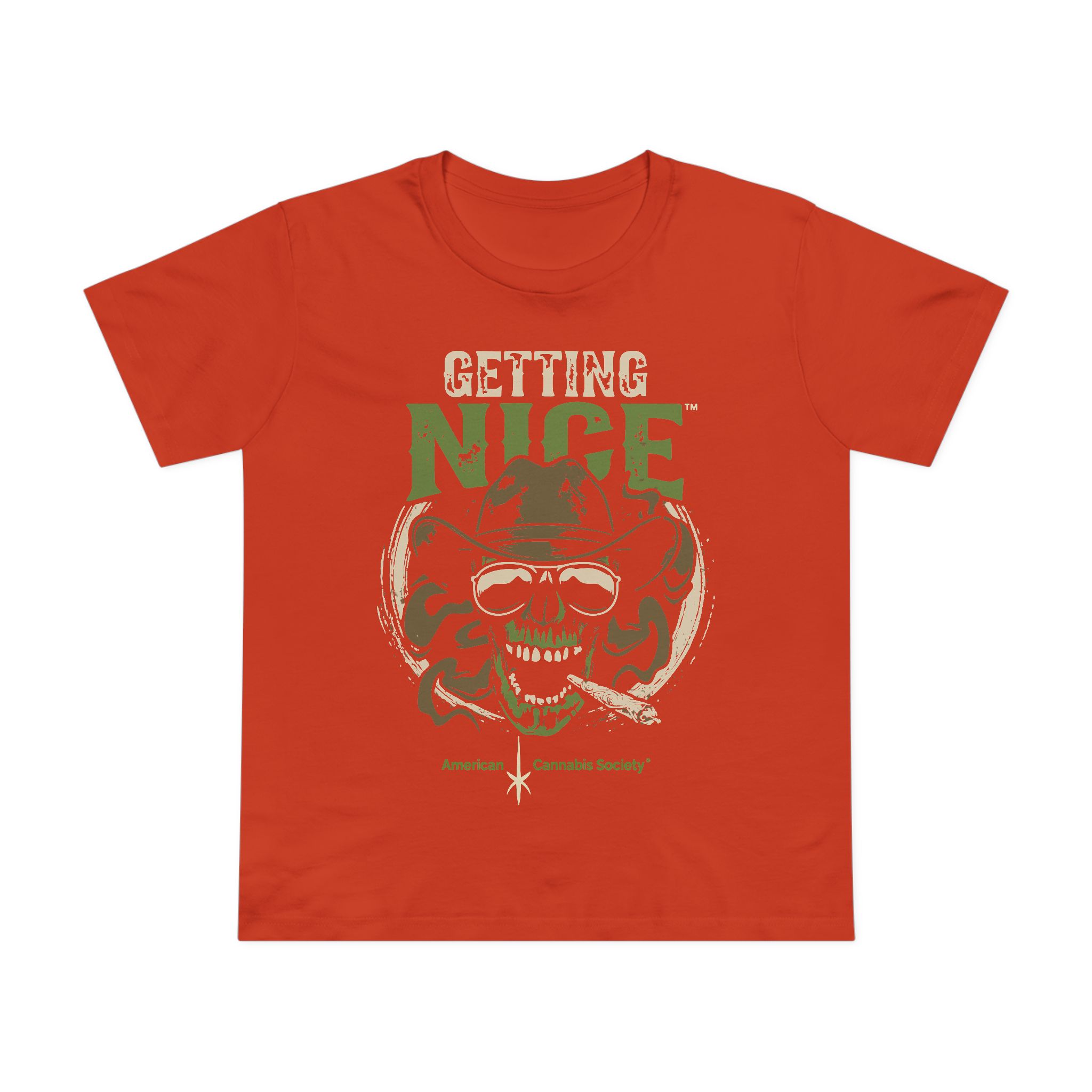 Getting Nice Cannabis Skull Tee — Women’s Maple T-Shirt - Image 5