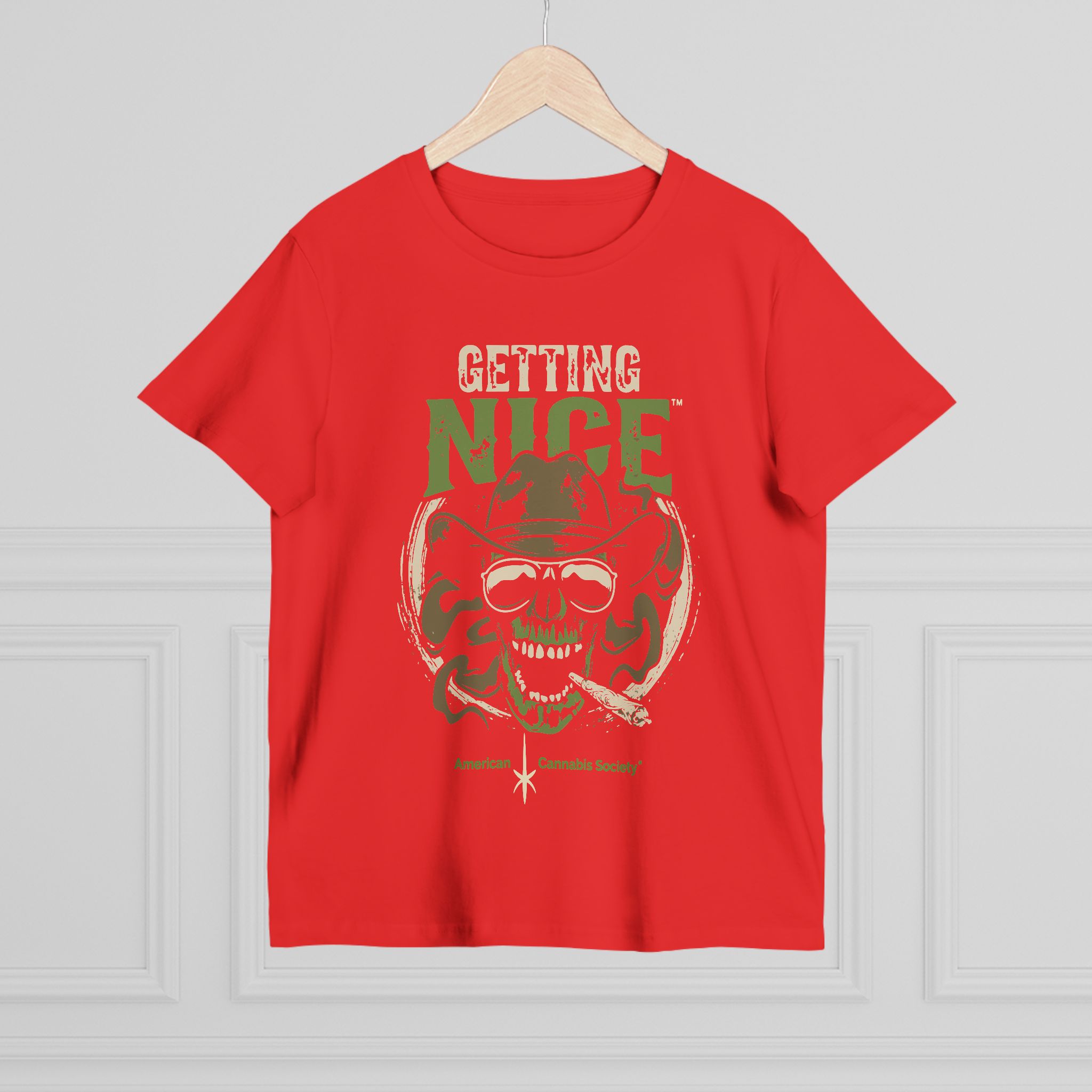 Getting Nice Cannabis Skull Tee — Women’s Maple T-Shirt - Image 56