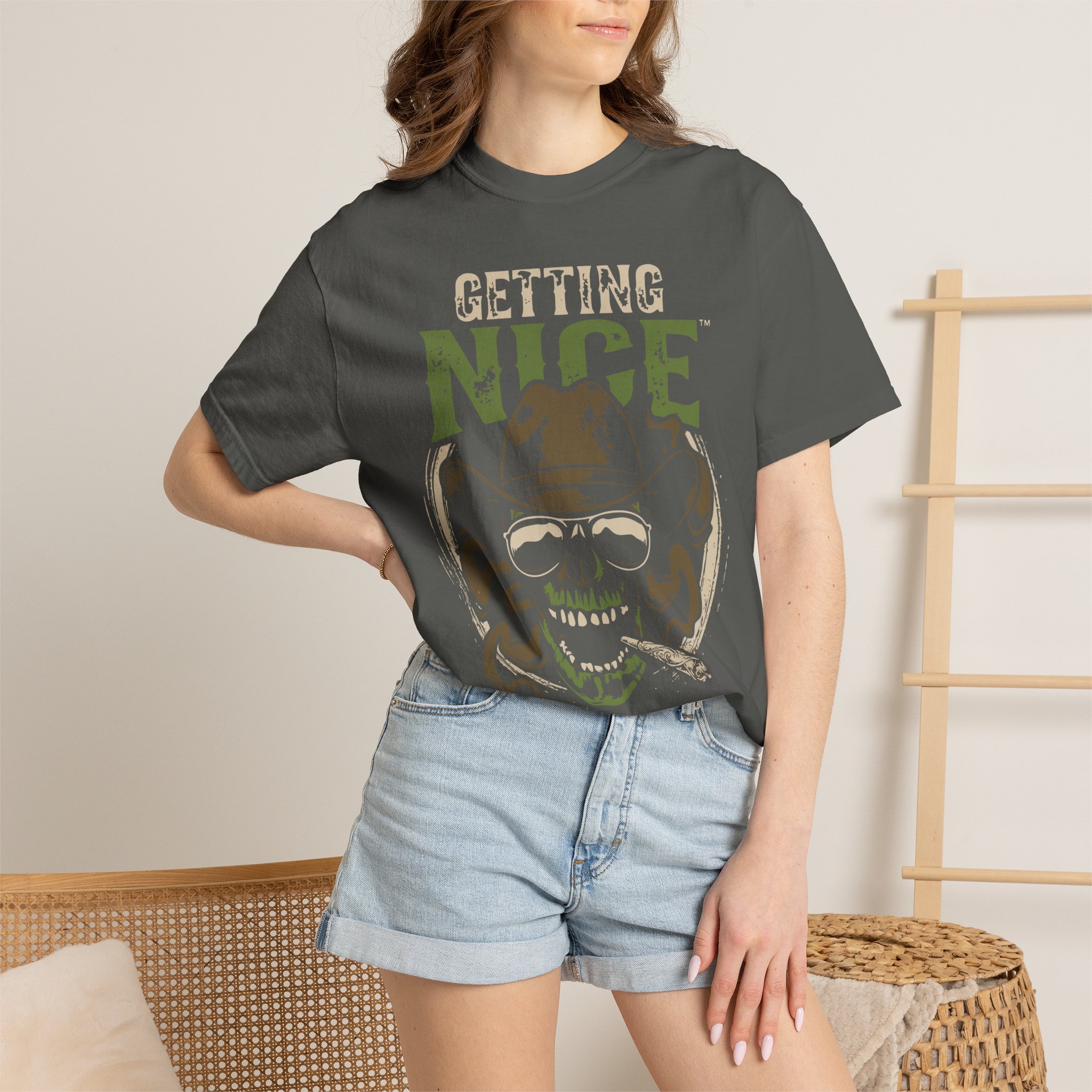Getting Nice Skull Cowboy T-Shirt — Retro Western Graphic Tee - Image 32