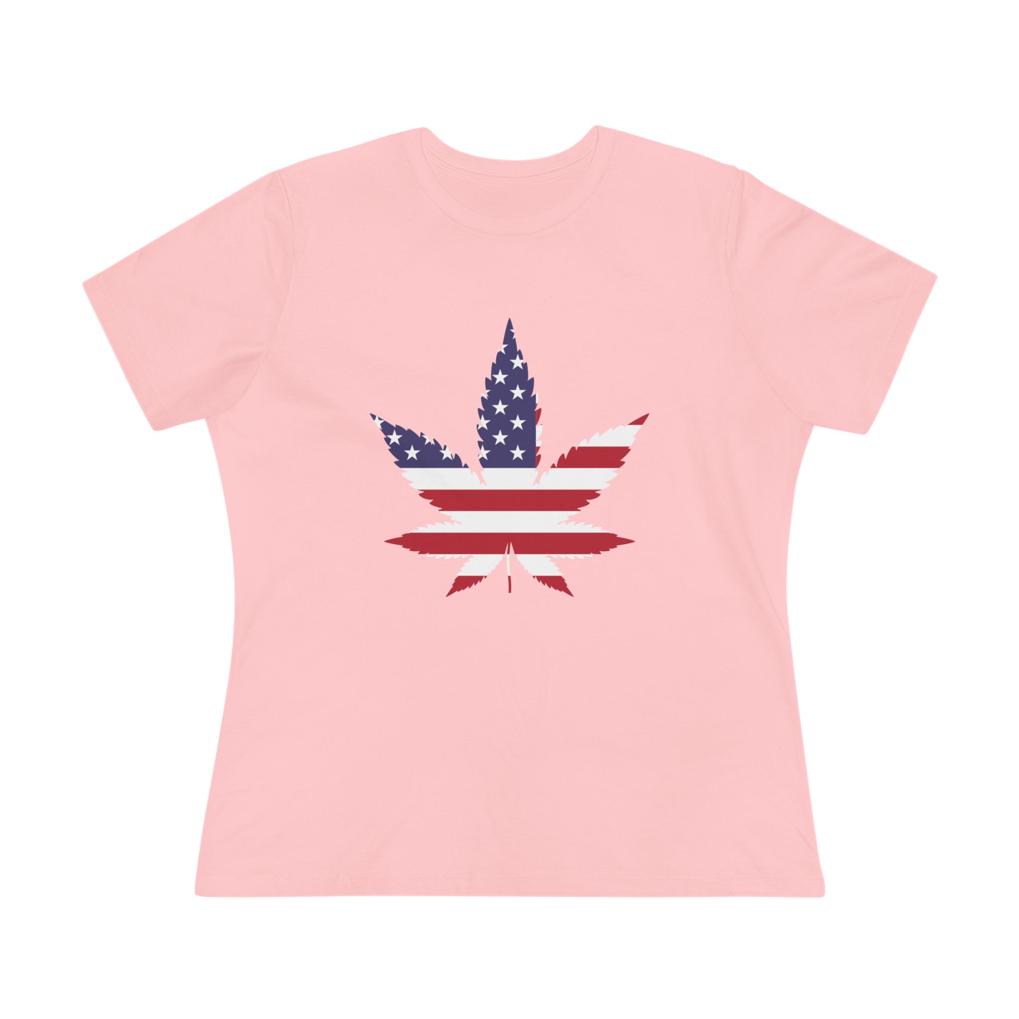 Patriotic Cannabis Leaf Tee — American Flag Weed Shirt for Women - Image 8