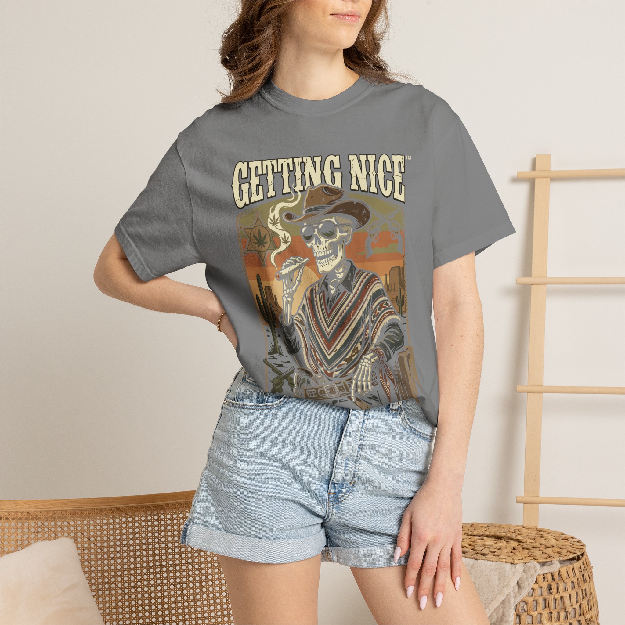 Getting Nice™ Skull T-Shirt — Retro Western Skeleton Graphic Tee - Image 24