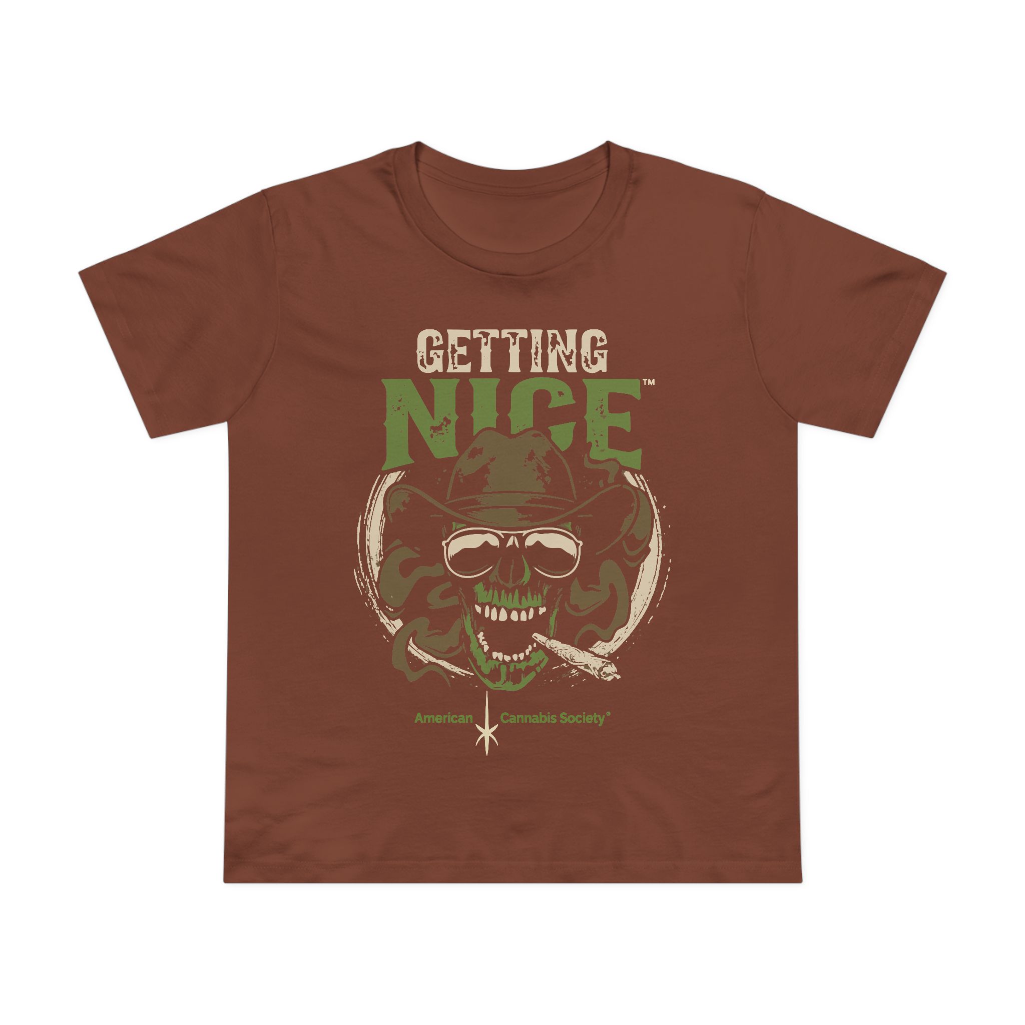 Getting Nice Cannabis Skull Tee — Women’s Maple T-Shirt - Image 13