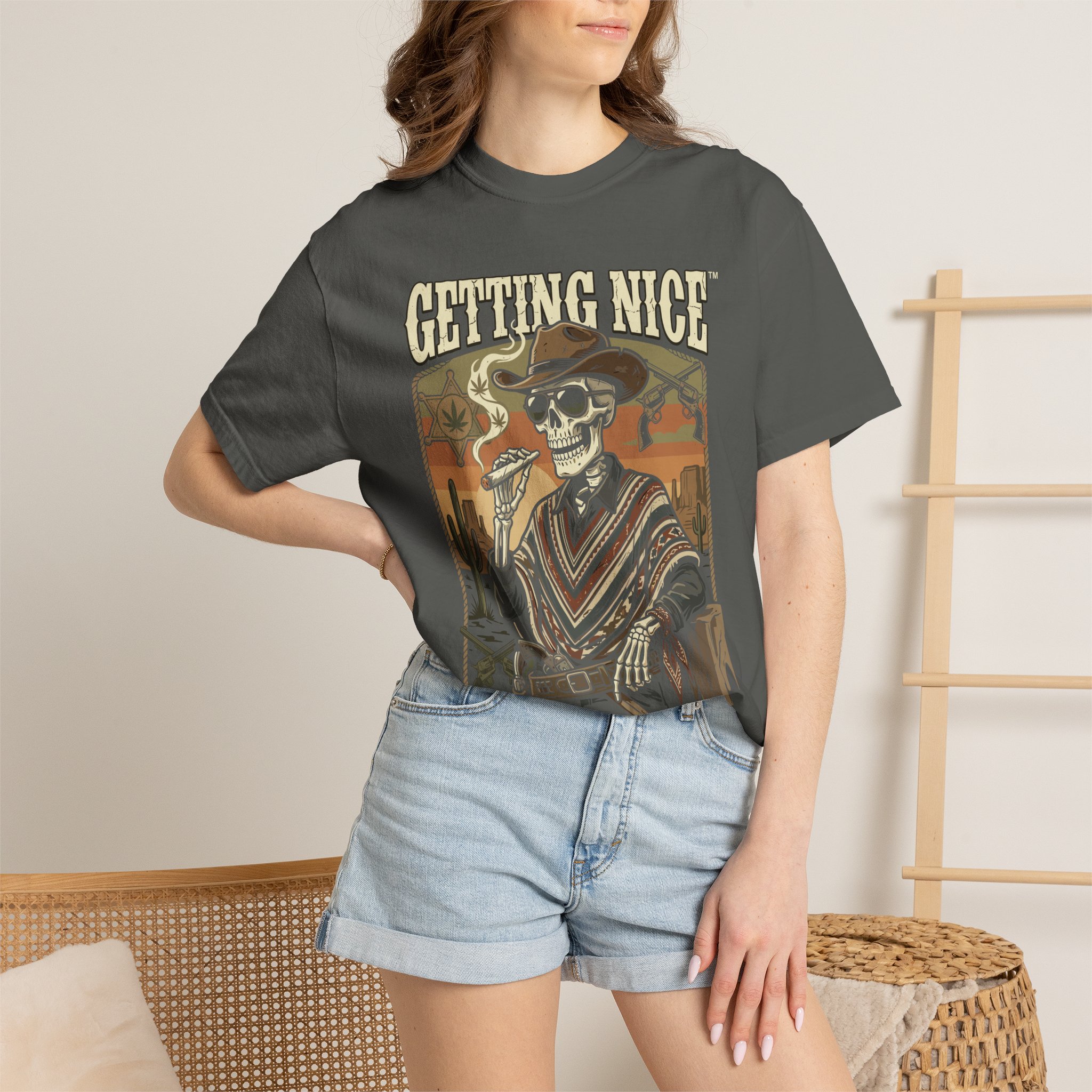 Getting Nice™ Skull T-Shirt — Retro Western Skeleton Graphic Tee - Image 20