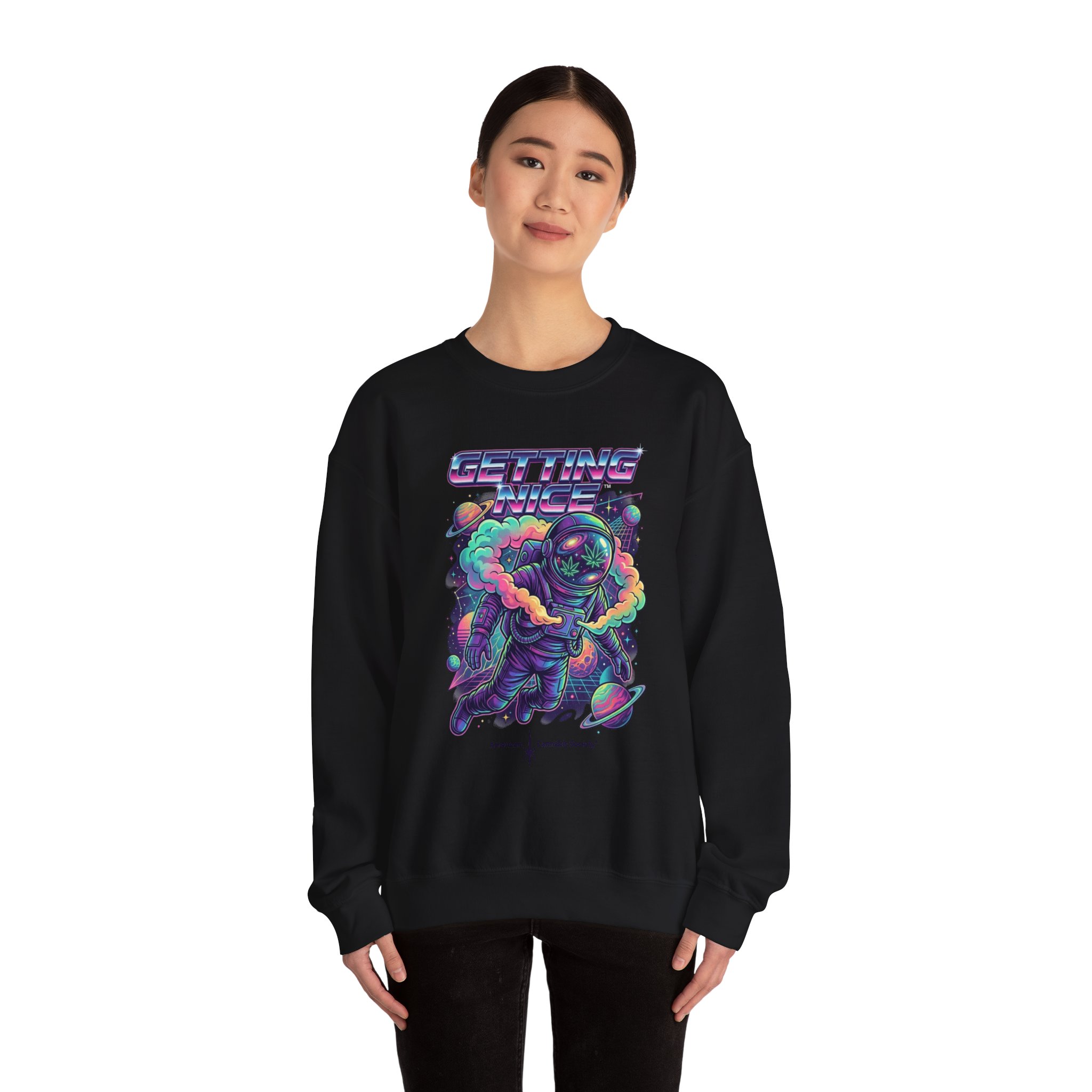 Astronaut Graphic Sweatshirt — “Getting Spacey” Retro Neon Crewneck - Image 24